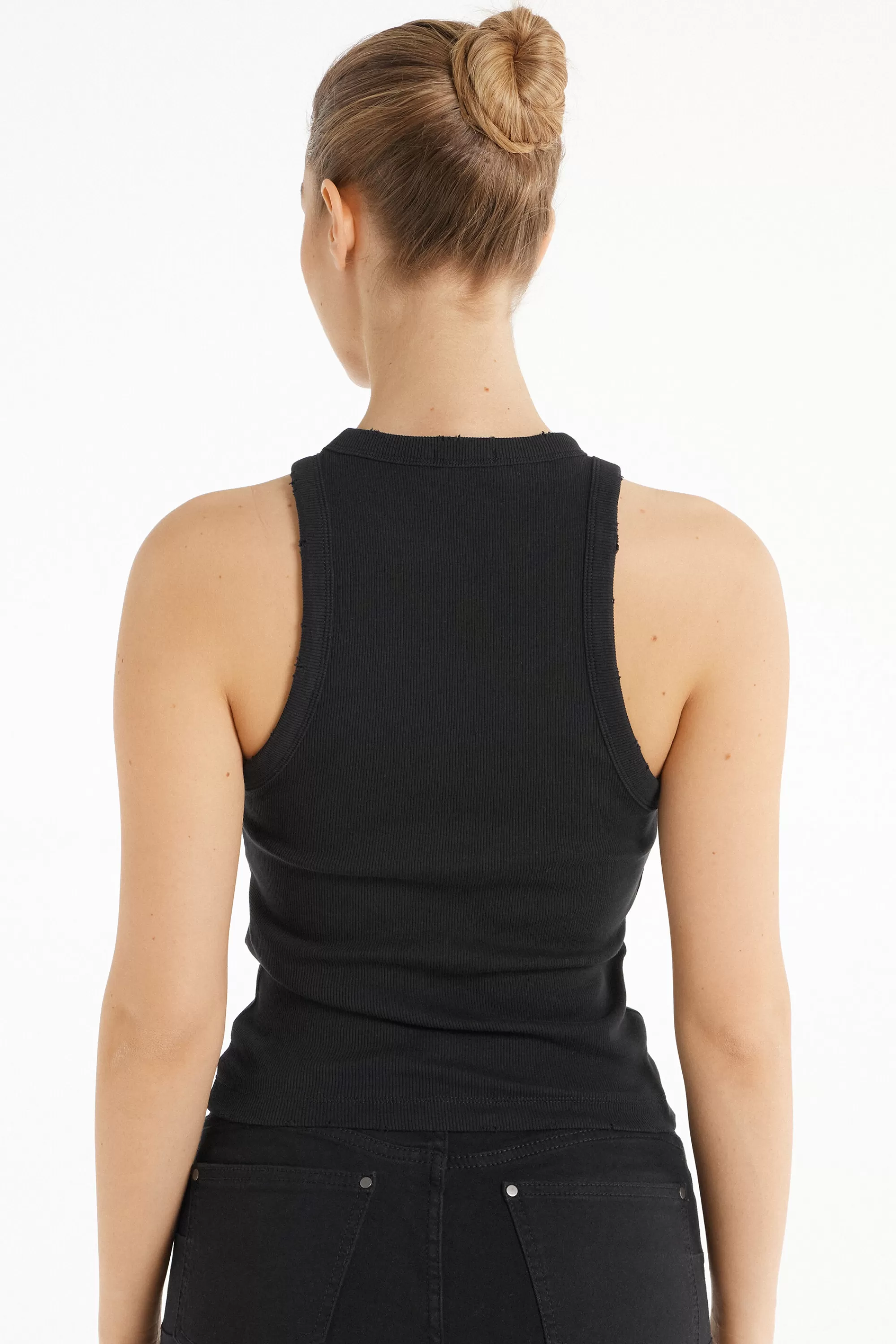 Hot Canotta Scollo Americana A Costine Con Strappi - Canotte E Top - Donna | Top e T-shirt | Canotte e Top