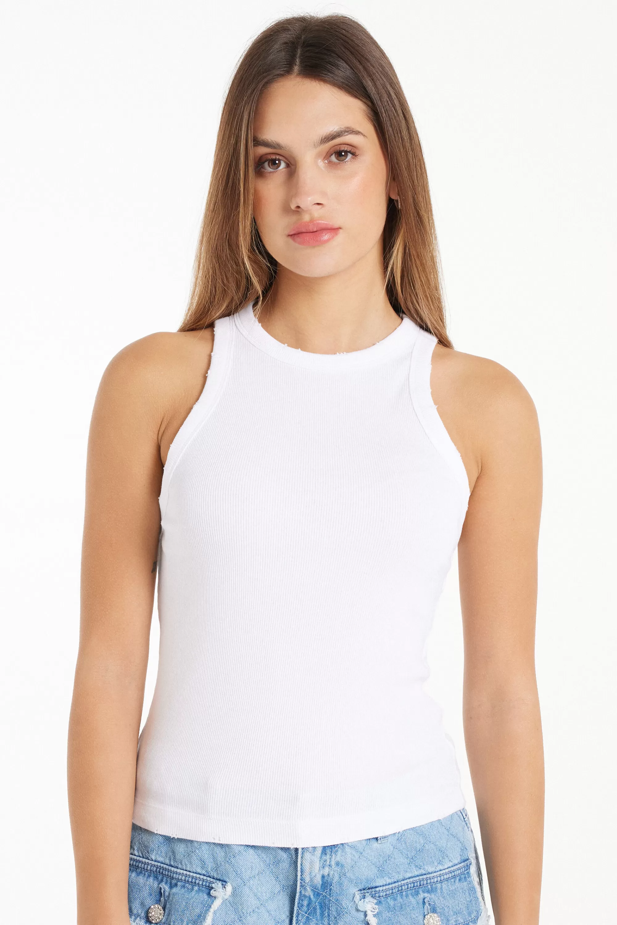 Flash Sale Canotta Scollo Americana A Costine Con Strappi - Canotte E Top - Donna | Top e T-shirt | Canotte e Top