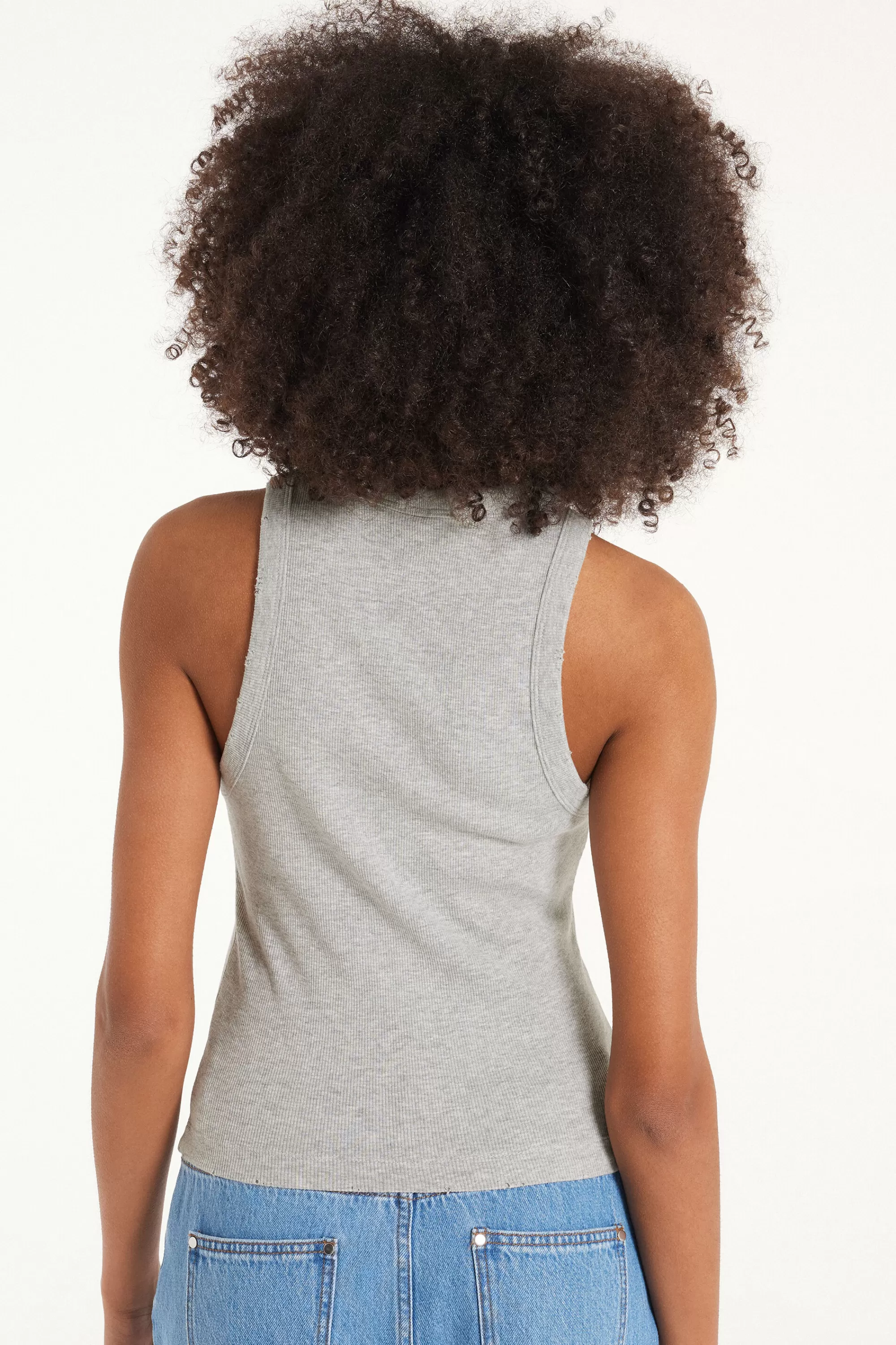 Store Canotta Scollo Americana A Costine Con Strappi - Canotte E Top - Donna | Top e T-shirt | Canotte e Top
