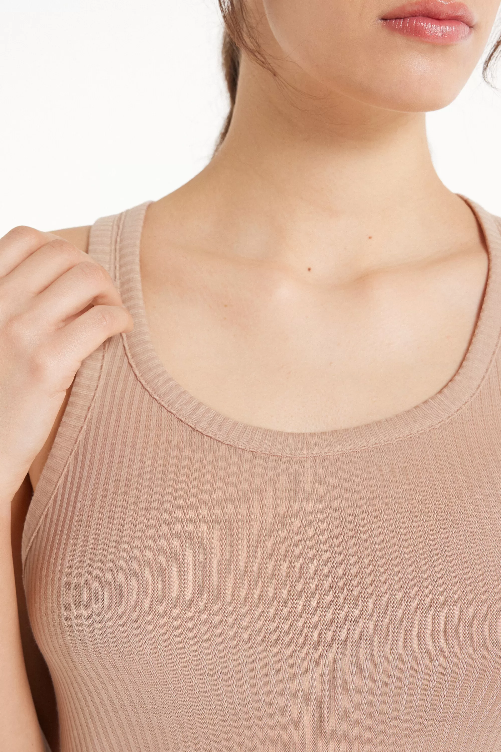 Clearance Canotta Scollo Americana Viscosa Ultraleggera A Costine - Canotte E Top - Donna | Top e T-shirt | Canotte e Top