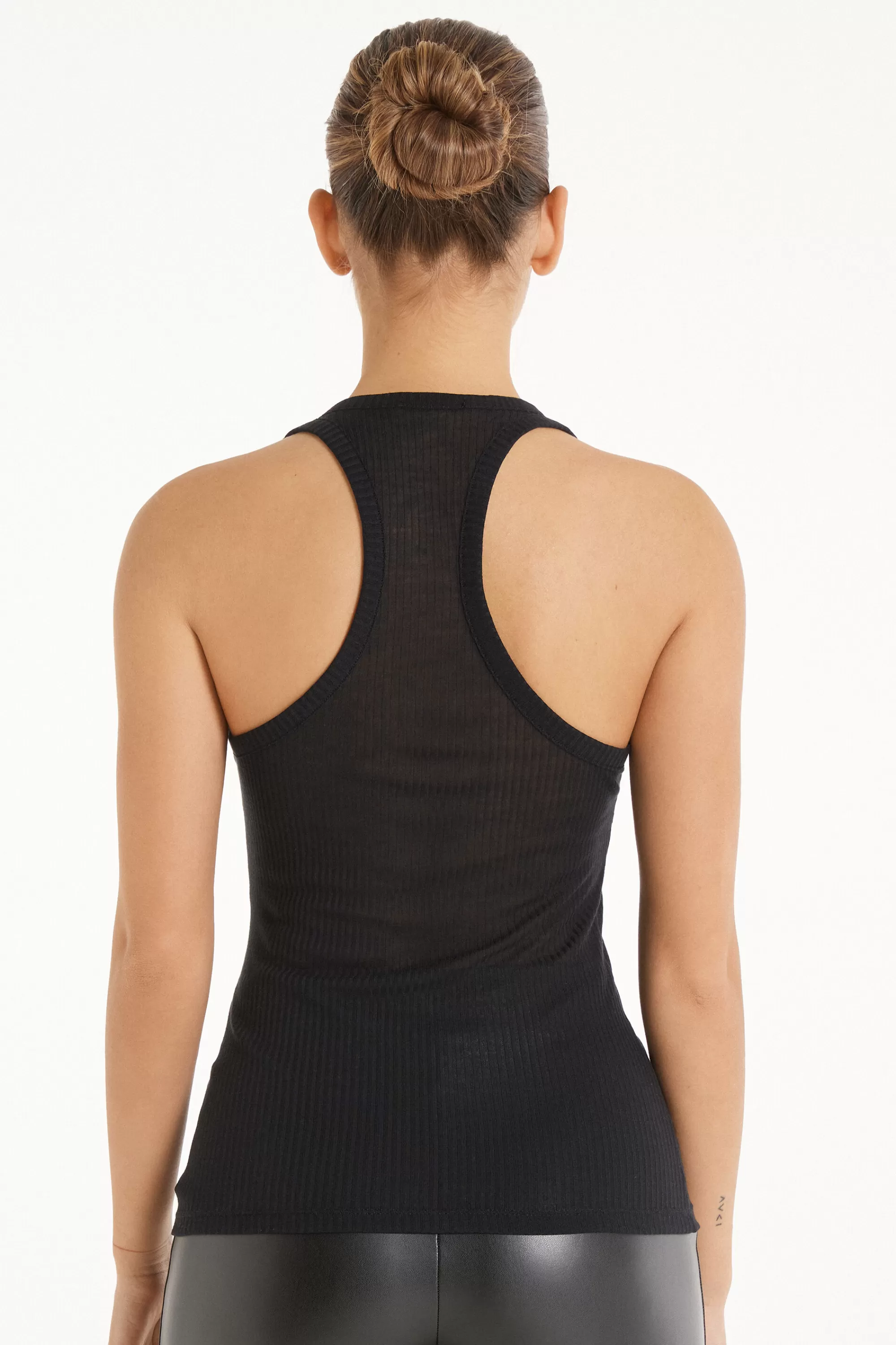New Canotta Scollo Americana Viscosa Ultraleggera A Costine - Canotte E Top - Donna | Top e T-shirt | Canotte e Top