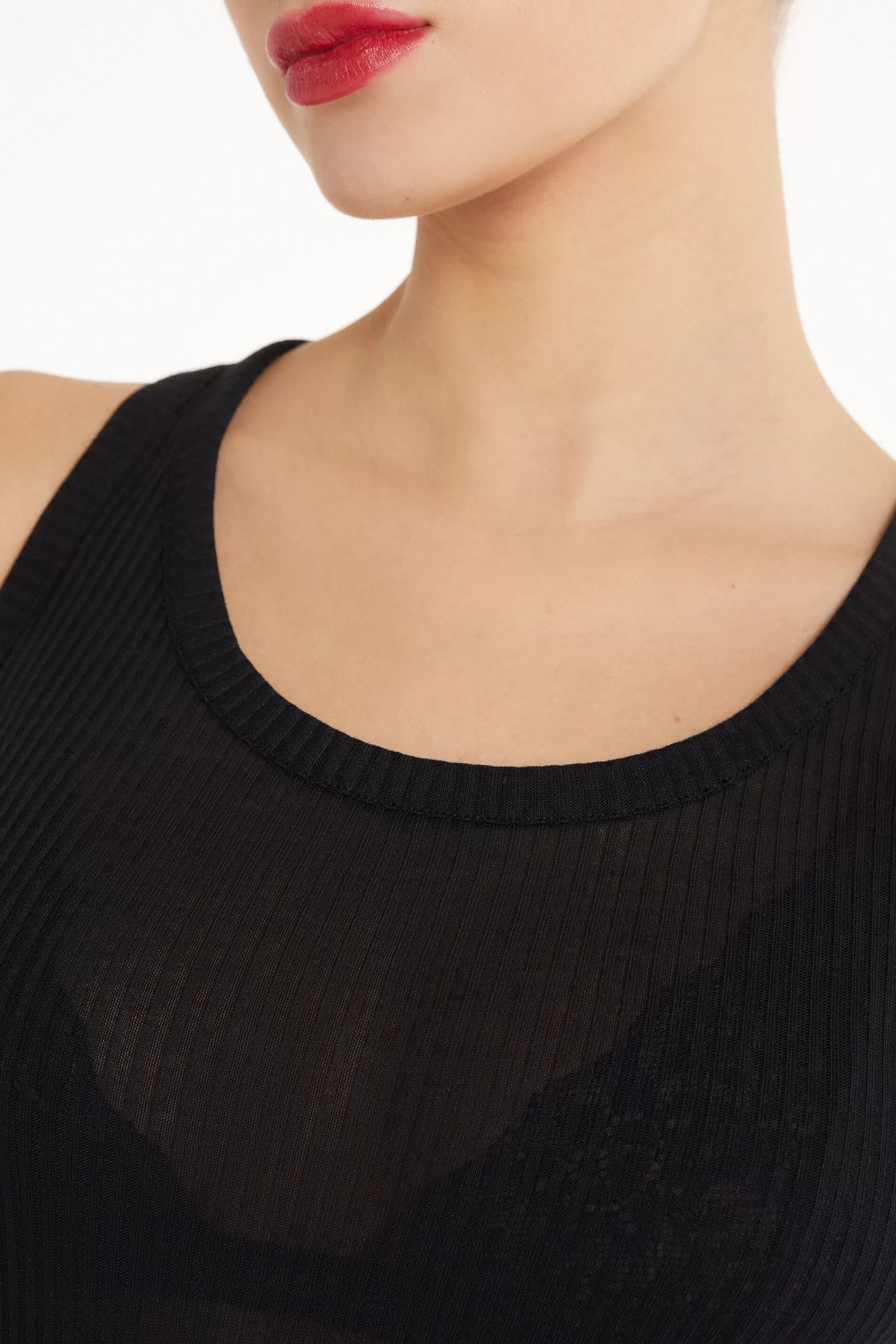 New Canotta Scollo Americana Viscosa Ultraleggera A Costine - Canotte E Top - Donna | Top e T-shirt | Canotte e Top
