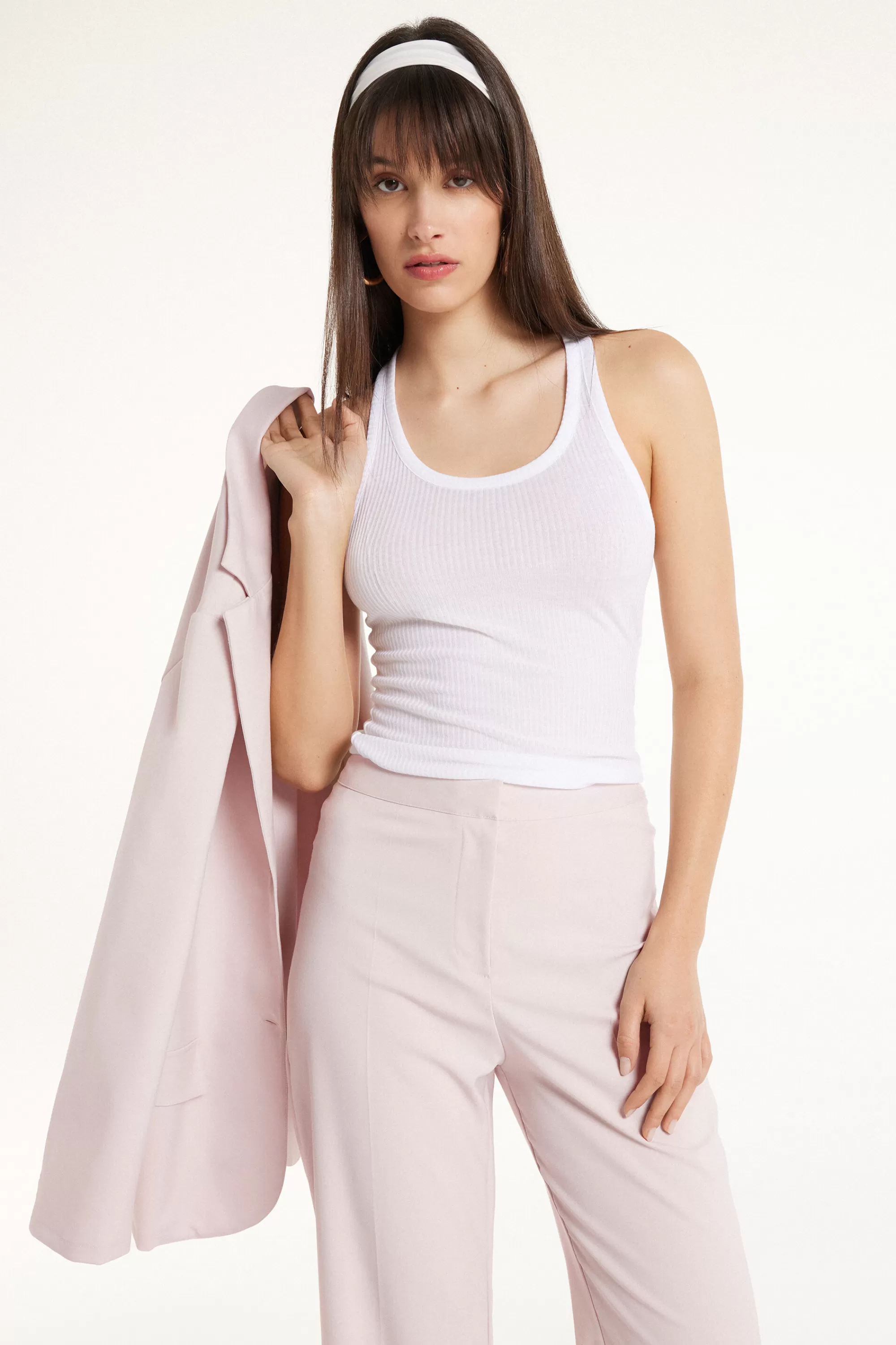 Cheap Canotta Scollo Americana Viscosa Ultraleggera A Costine - Canotte E Top - Donna | Top e T-shirt | Canotte e Top