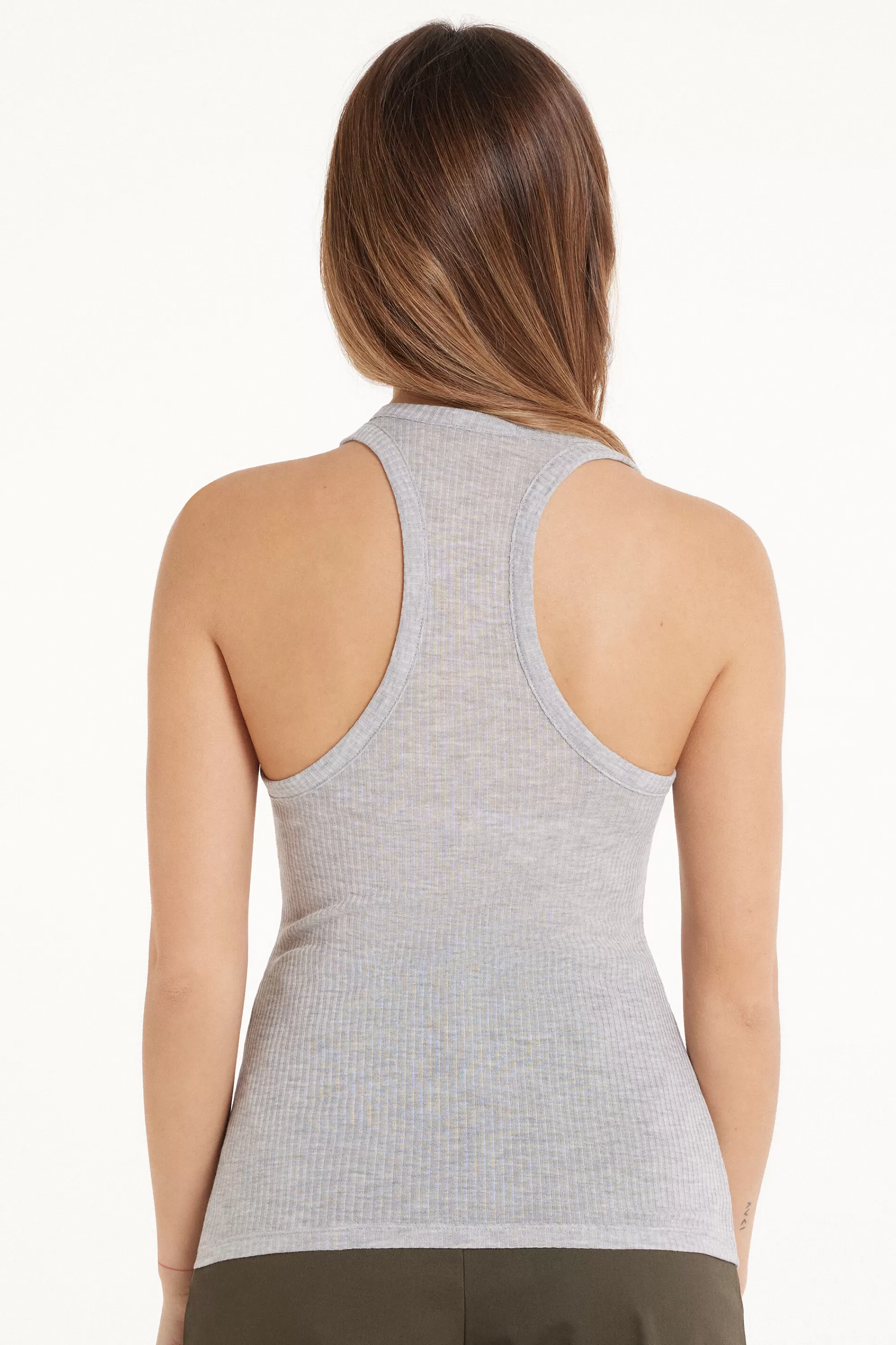 Cheap Canotta Scollo Americana Viscosa Ultraleggera A Costine - Canotte E Top - Donna | Top e T-shirt | Canotte e Top