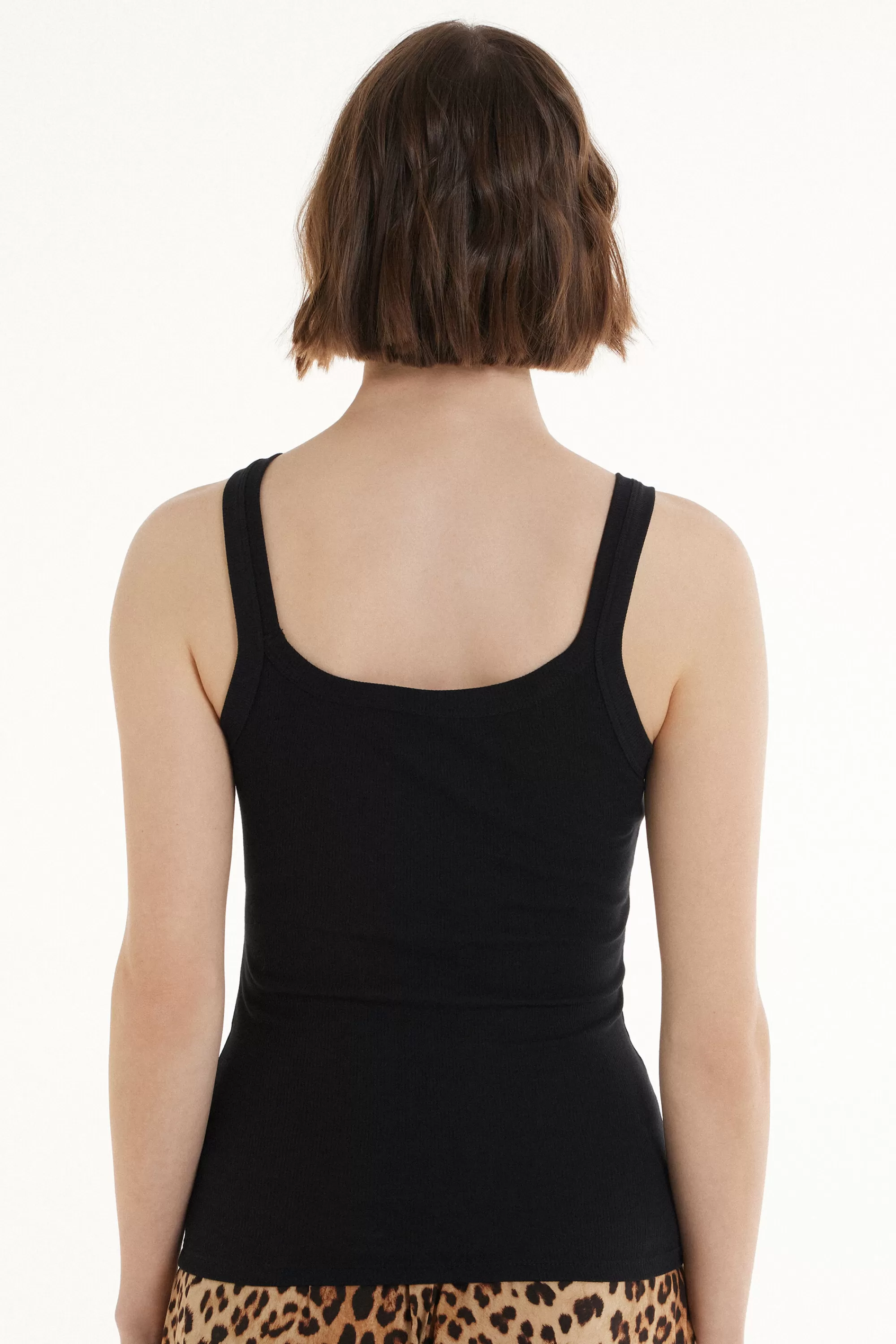 Best Canotta Scollo Squadrato In Cotone A Costine - Canotte E Top - Donna | Canotte e Top