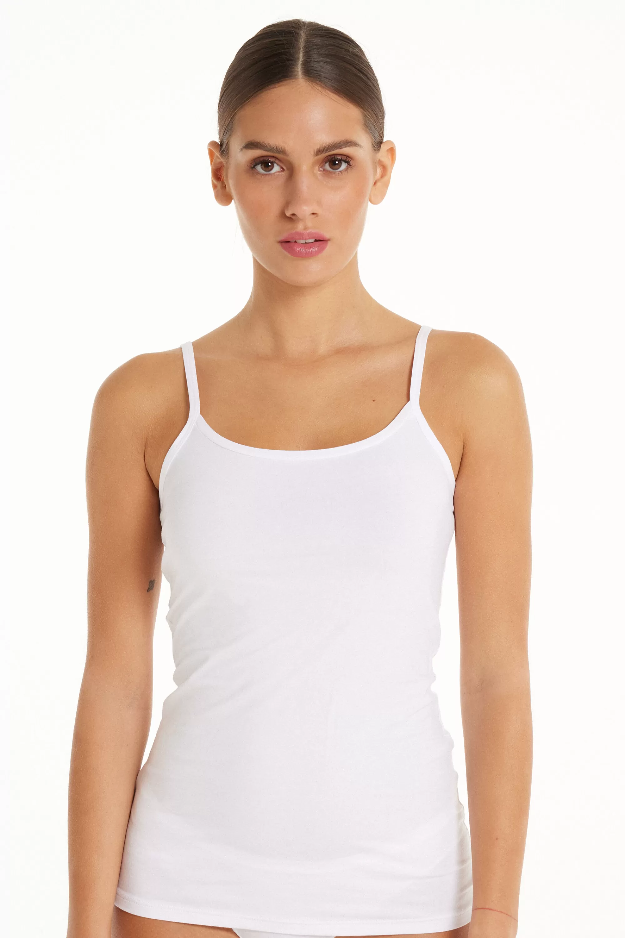Online Canotta Scollo Tondo In Cotone Elasticizzato - Canotte E Top - Donna | Top e T-shirt | Canotte e Top