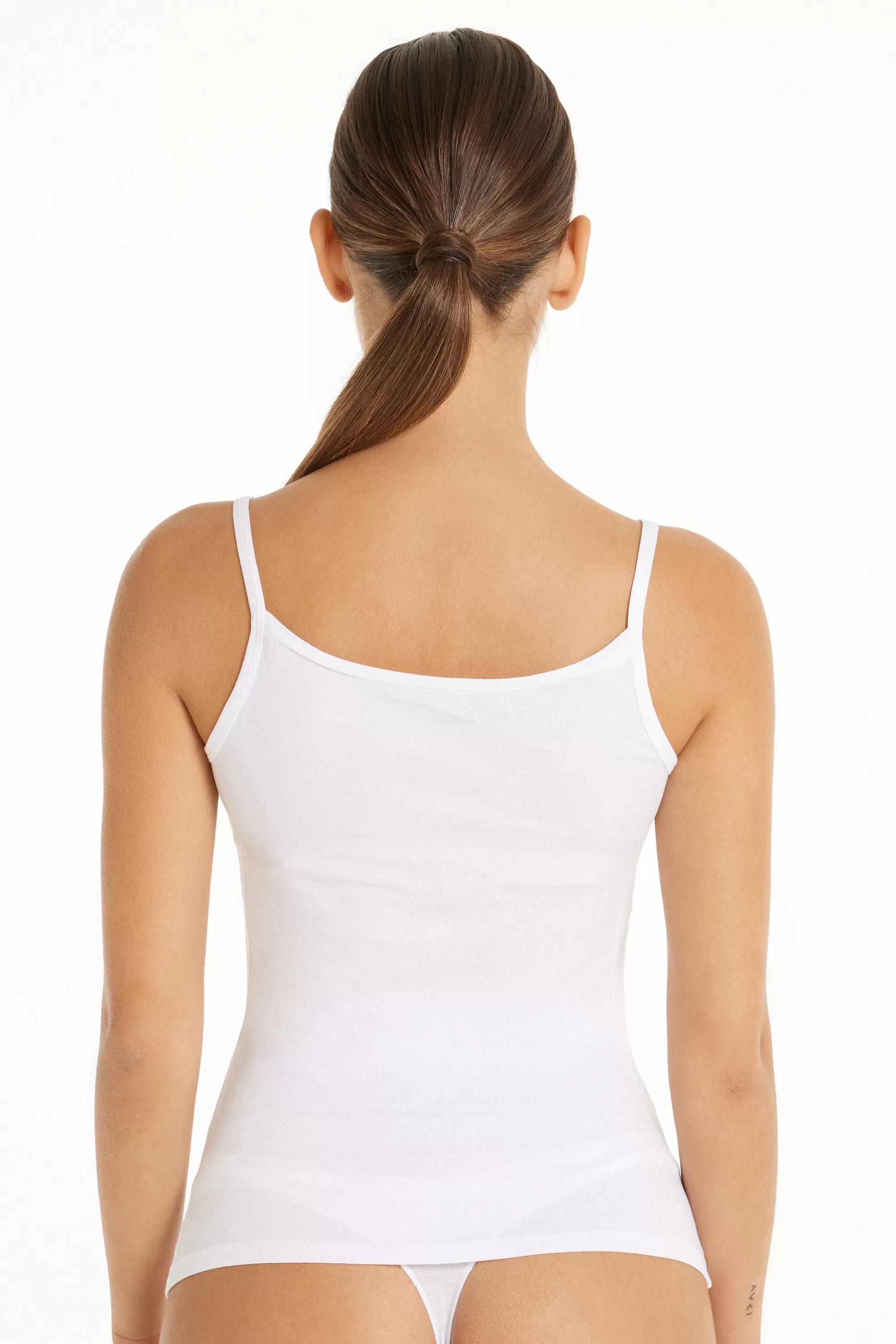 Online Canotta Scollo Tondo In Cotone Elasticizzato - Canotte E Top - Donna | Top e T-shirt | Canotte e Top