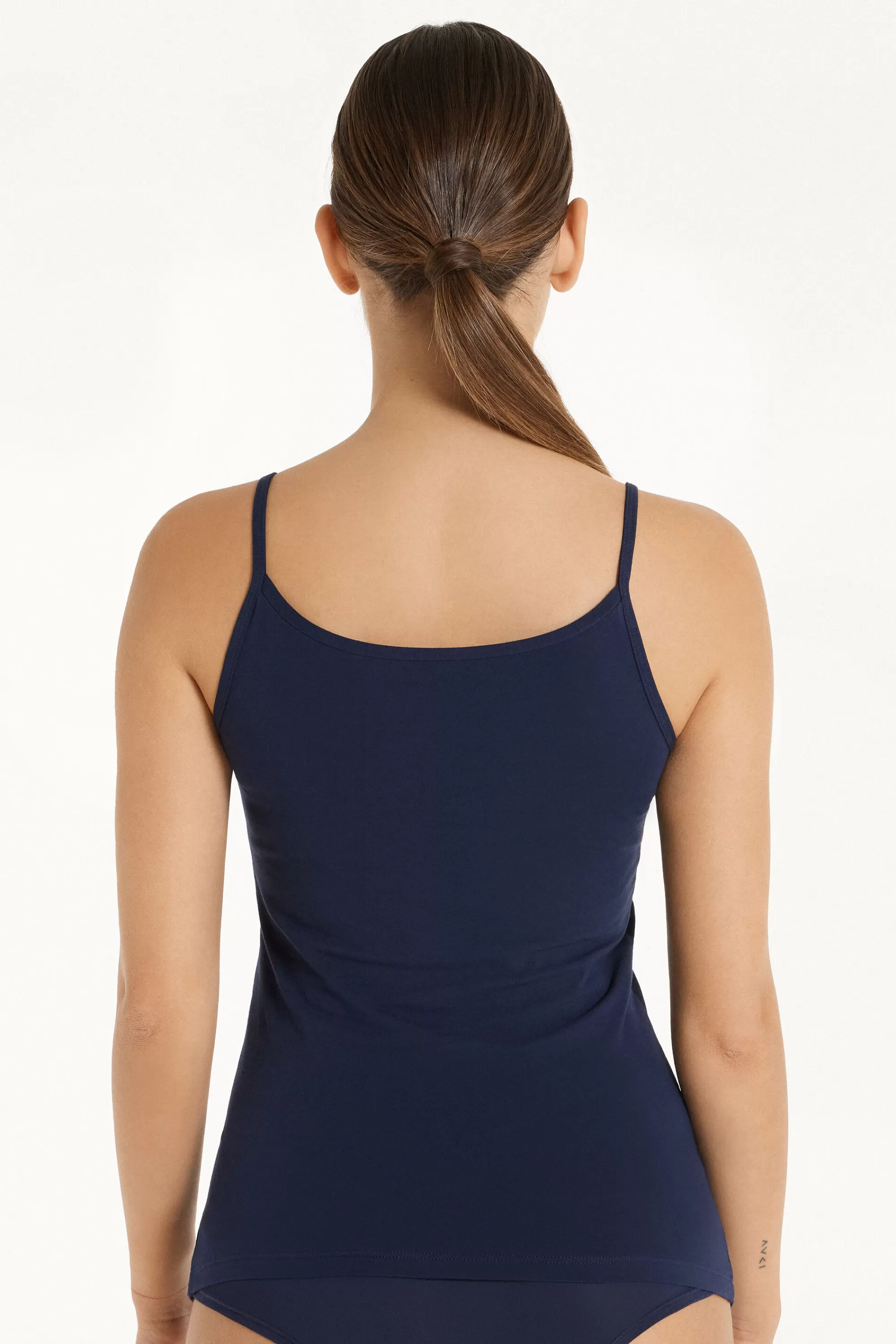 Shop Canotta Scollo Tondo In Cotone Elasticizzato - Canotte E Top - Donna | Top e T-shirt | Canotte e Top
