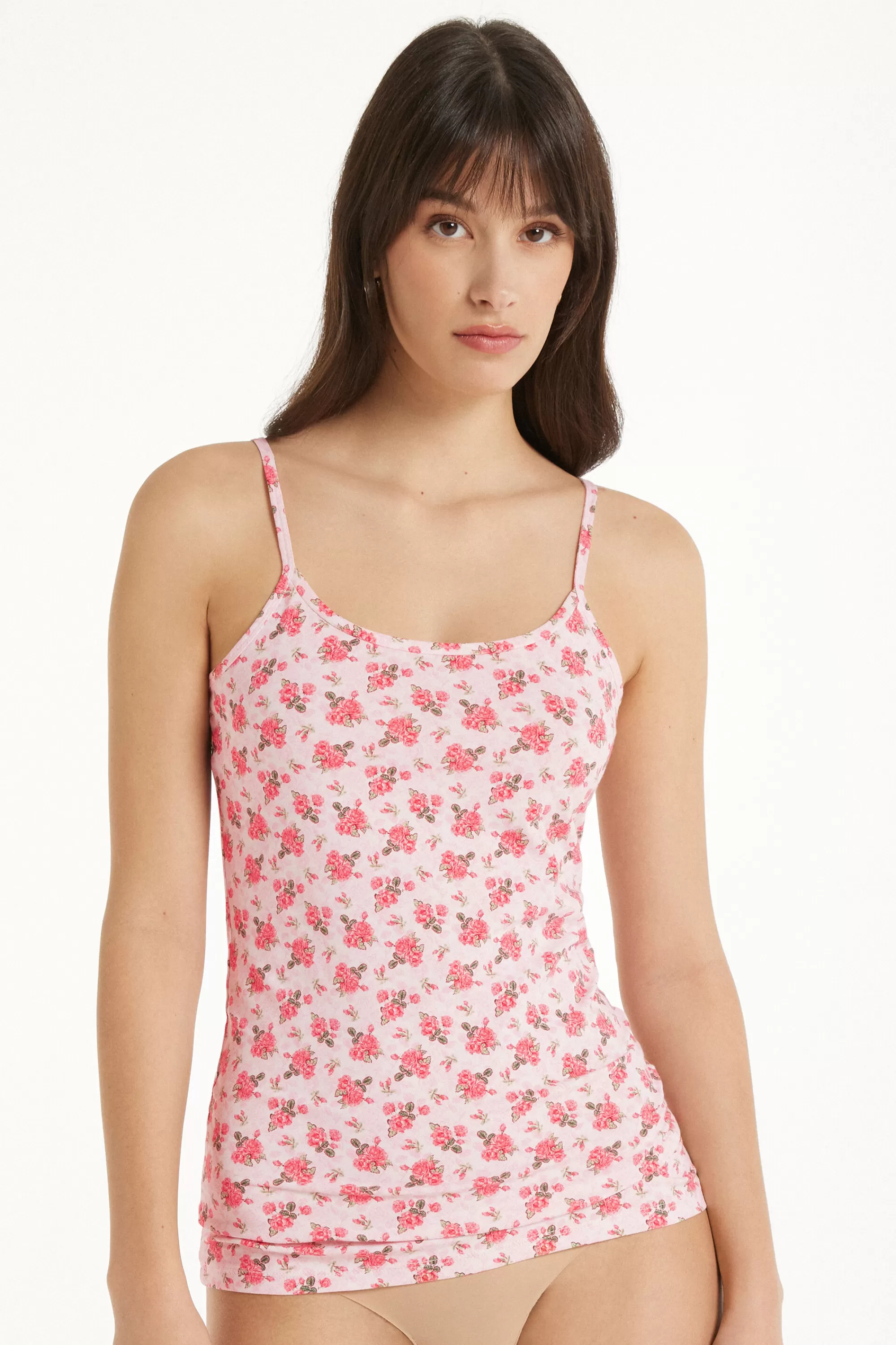 Hot Canotta Scollo Tondo In Cotone Elasticizzato - Canotte E Top - Donna | Canotte e Top