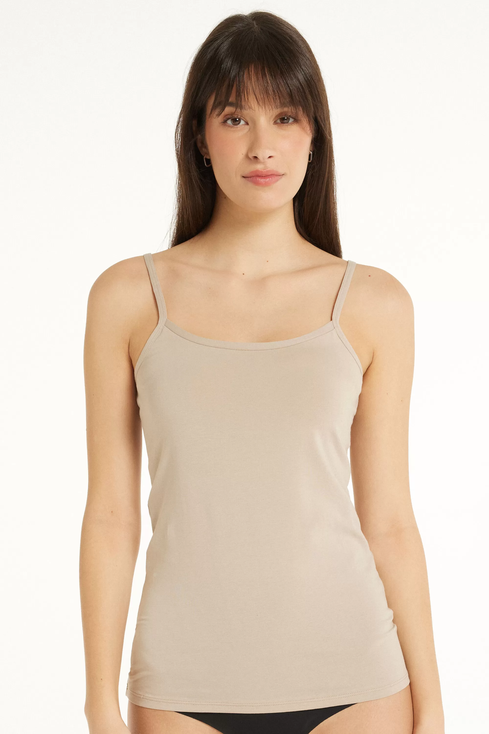 Sale Canotta Scollo Tondo In Cotone Elasticizzato - Canotte E Top - Donna | Canotte e Top