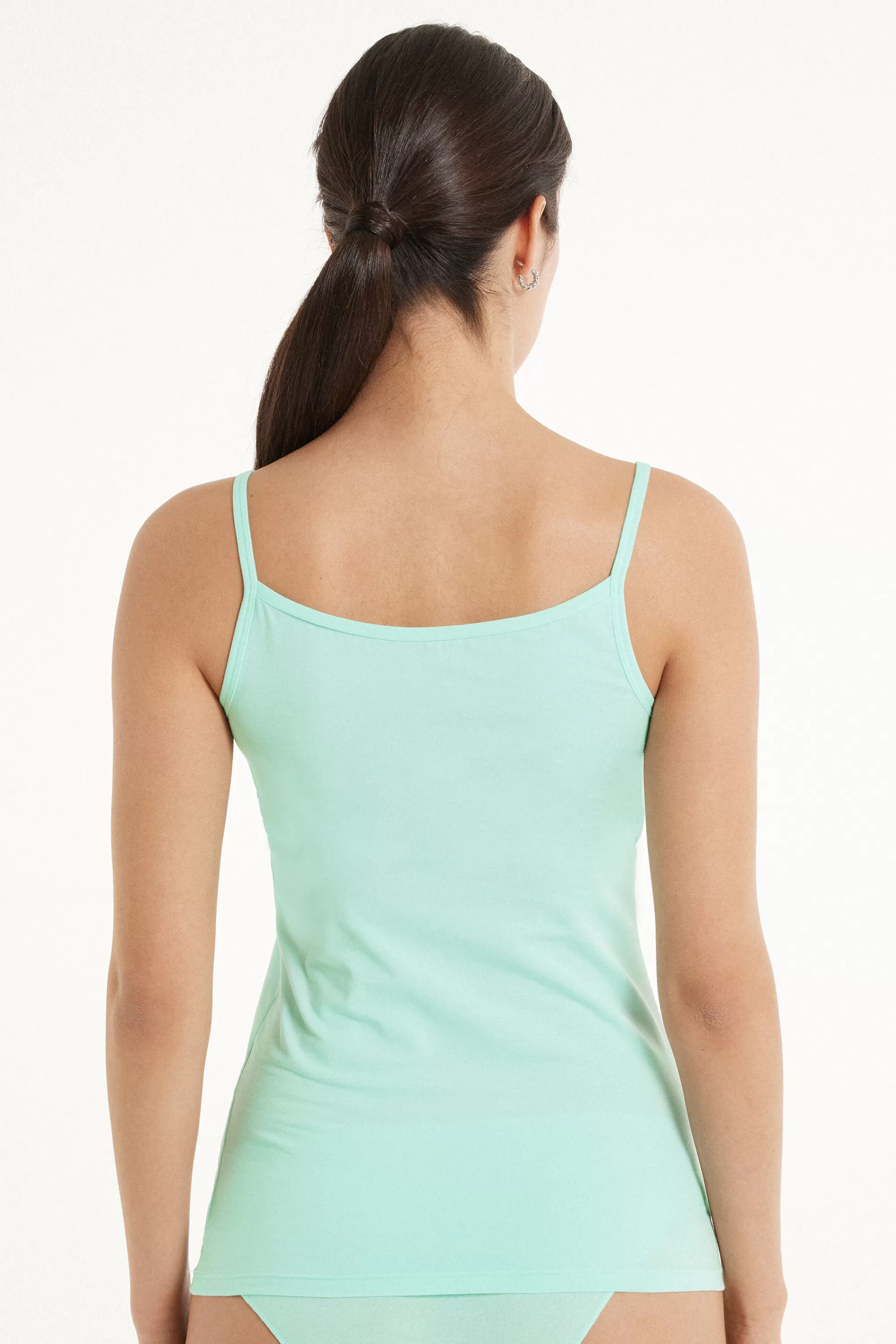 Outlet Canotta Scollo Tondo In Cotone Elasticizzato - Canotte E Top - Donna | Canotte e Top