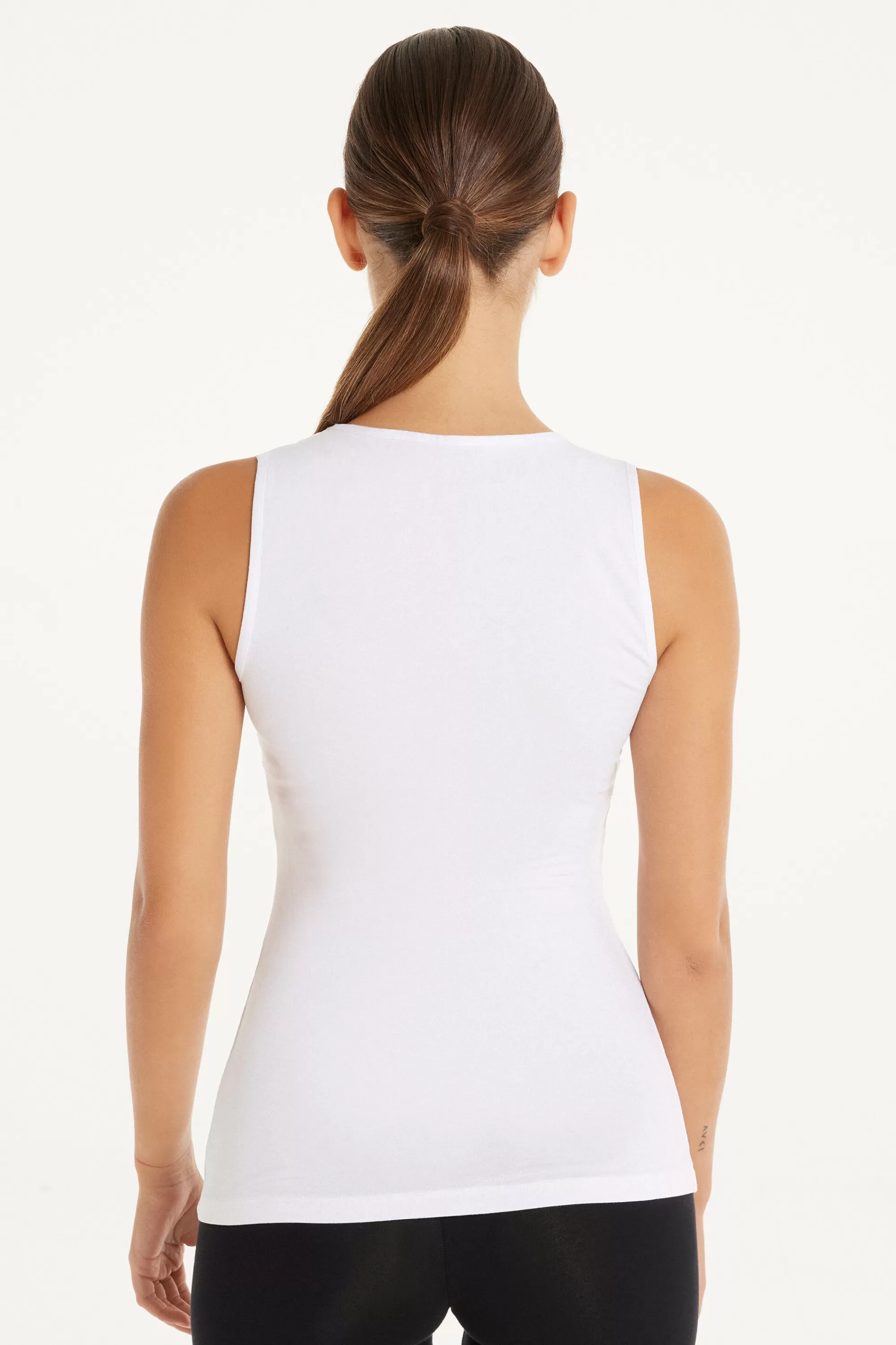 Sale Canotta Spalla Larga Viscosa Con Pizzo Scollo A V - Canotte E Top - Donna | Canotte e Top