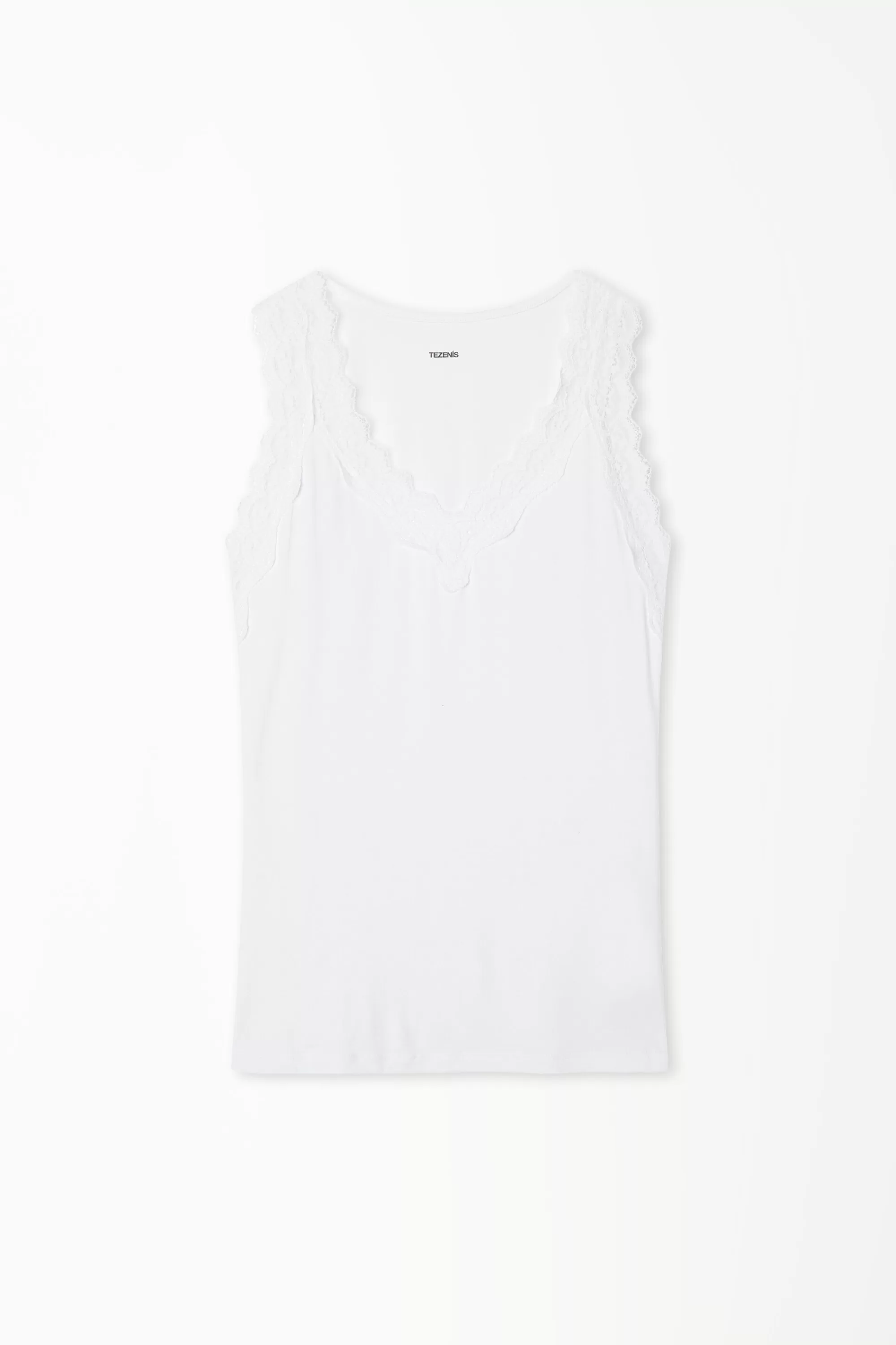 Sale Canotta Spalla Larga Viscosa Con Pizzo Scollo A V - Canotte E Top - Donna | Canotte e Top