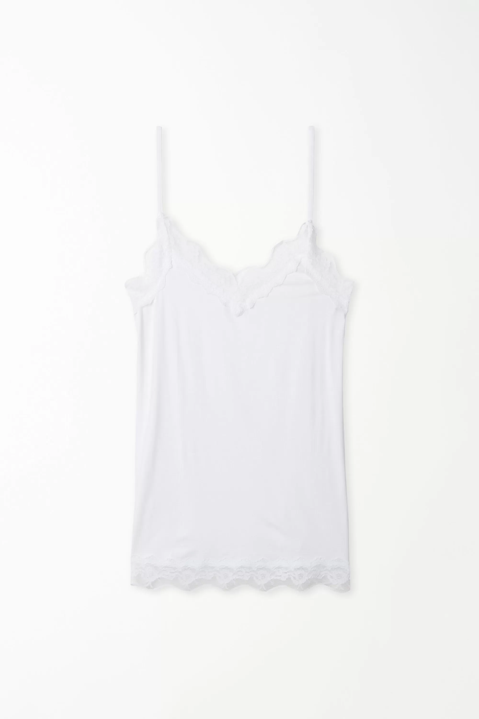 Online Canotta Spalline Sottili Scollo A V In Viscosa Con Pizzo - Canotte E Top - Donna | Canotte e Top