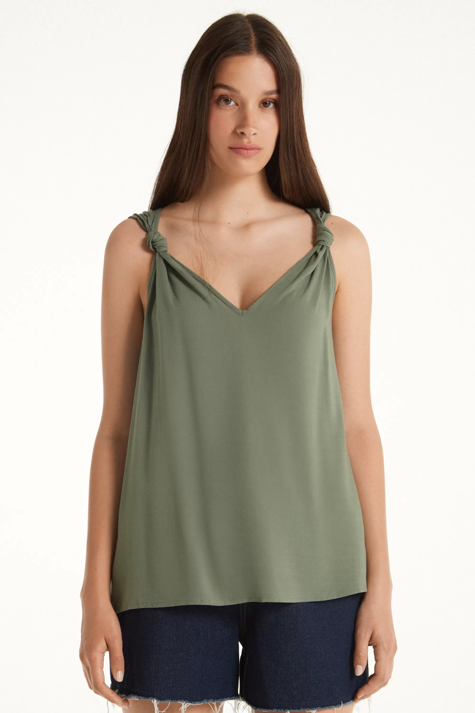 Cheap Canotta Tela Garzata Con Nodi - Canotte E Top - Donna | Canotte e Top