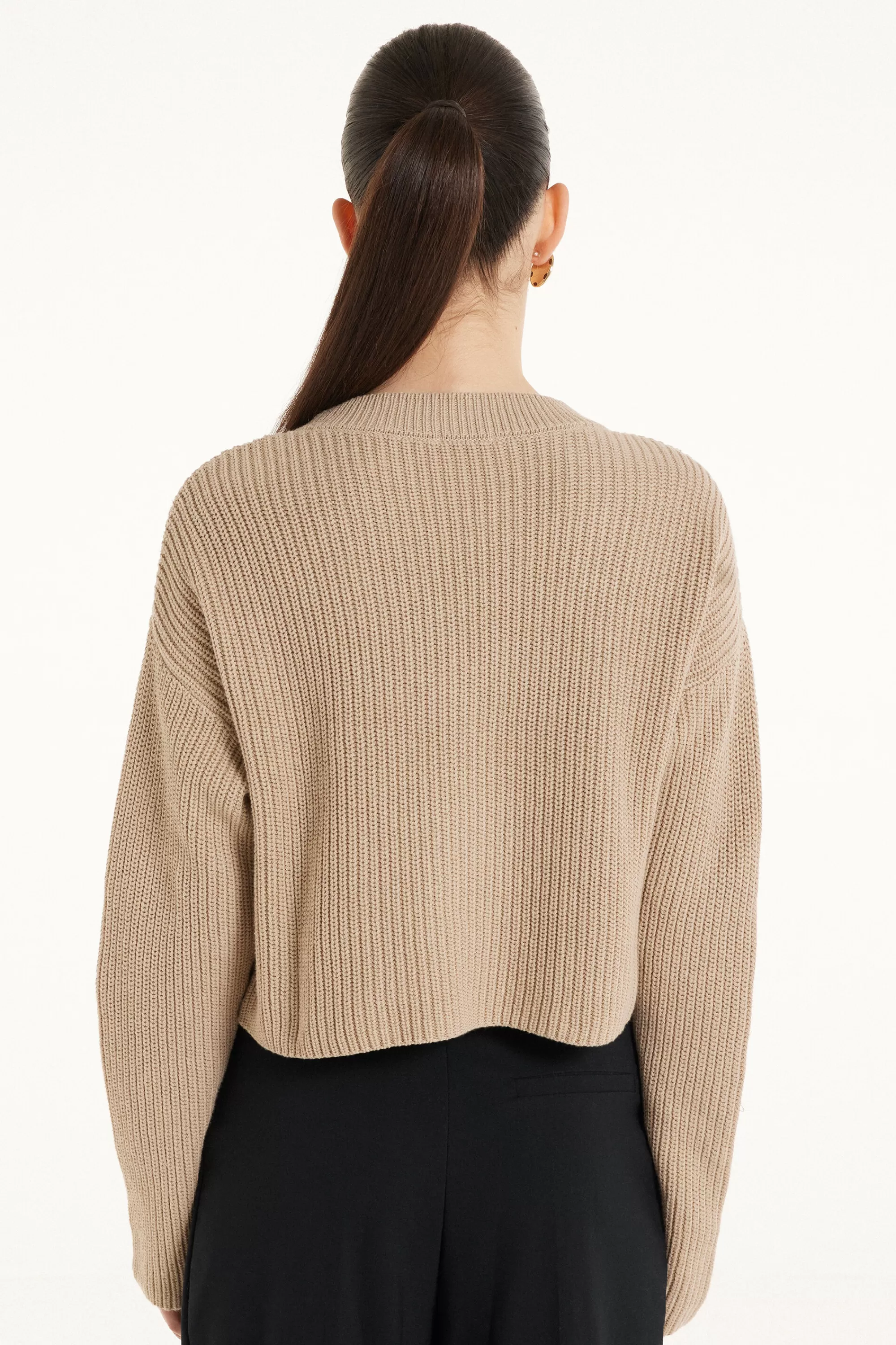 Clearance Cardigan Corto Manica Lunga Con Bottoni A Coste - Cardigan E Maglioni - Donna | Cardigan e Maglioni