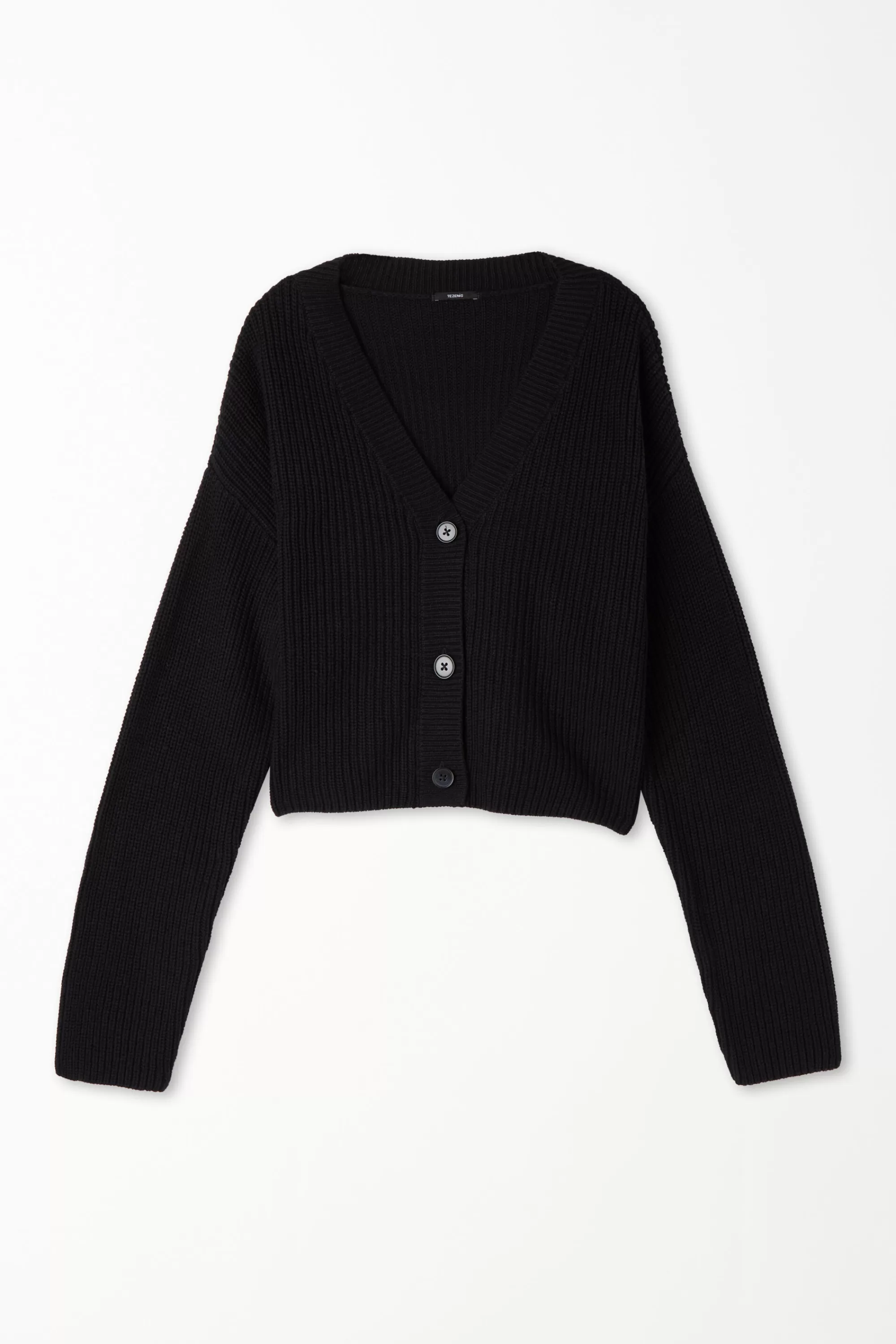 Fashion Cardigan Corto Manica Lunga Con Bottoni A Coste - Cardigan E Maglioni - Donna | Cardigan e Maglioni