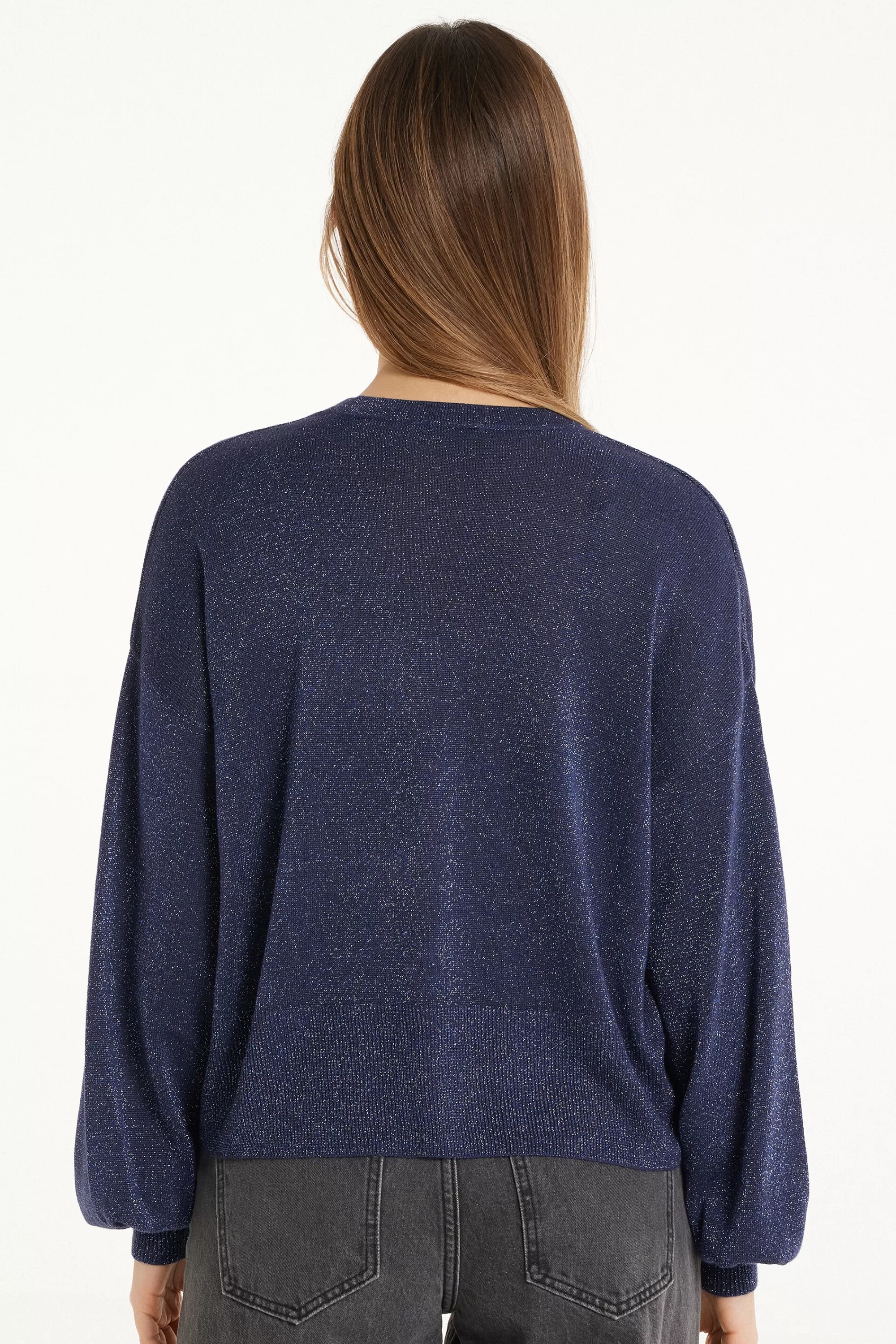 Store Cardigan Corto Manica Lunga Con Bottoni Tessuto Laminato - Cardigan E Maglioni - Donna | Cardigan e Maglioni