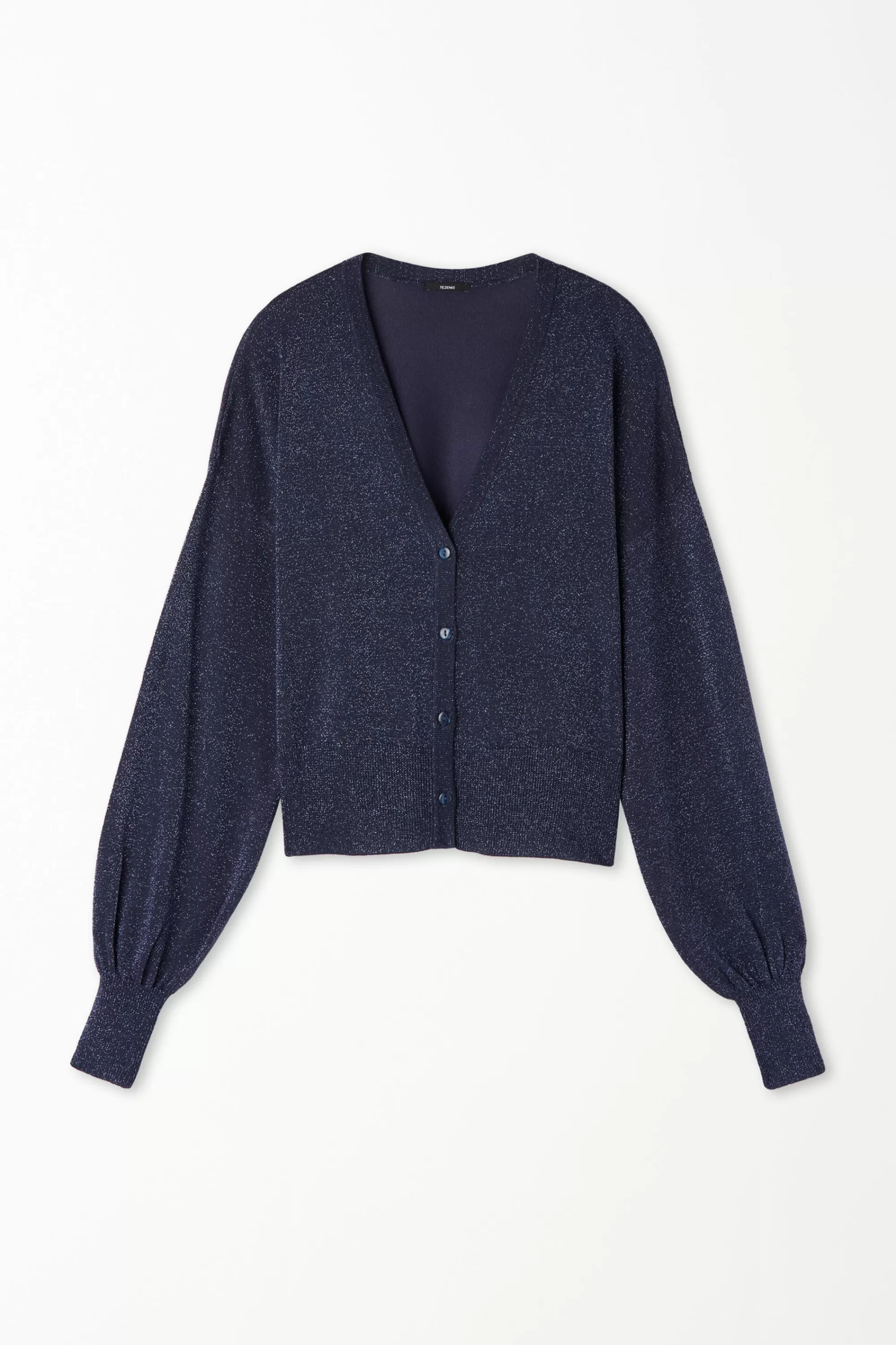 Store Cardigan Corto Manica Lunga Con Bottoni Tessuto Laminato - Cardigan E Maglioni - Donna | Cardigan e Maglioni
