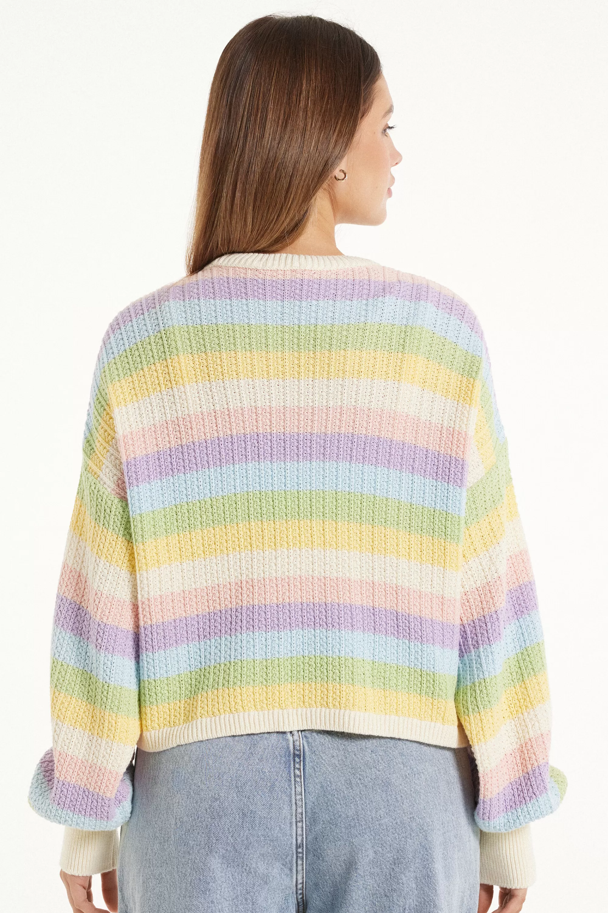 Outlet Cardigan Corto Maniche Lunghe Righe Cotone Calato - Cardigan E Maglioni - Donna | Cardigan e Maglioni