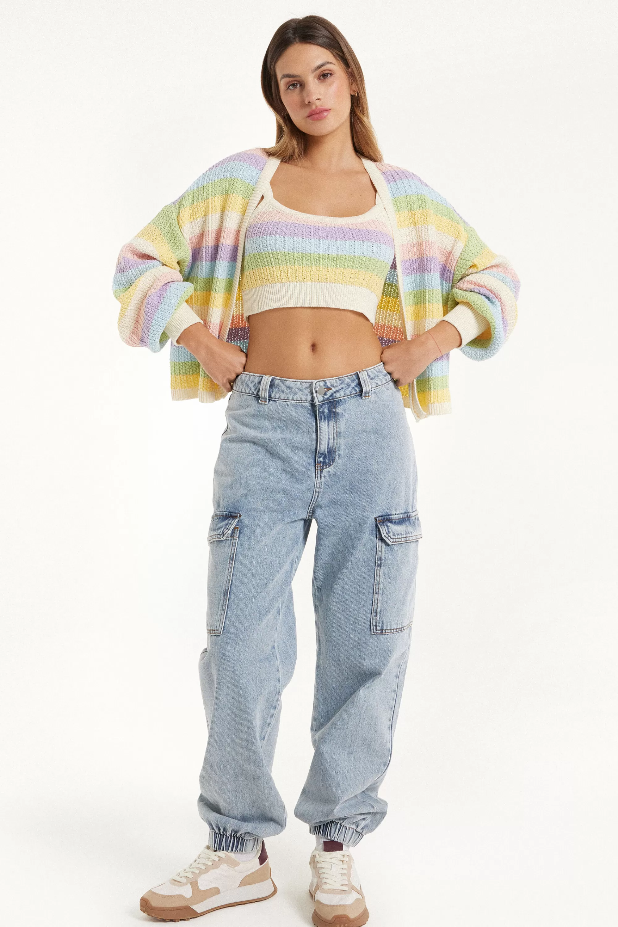 Outlet Cardigan Corto Maniche Lunghe Righe Cotone Calato - Cardigan E Maglioni - Donna | Cardigan e Maglioni