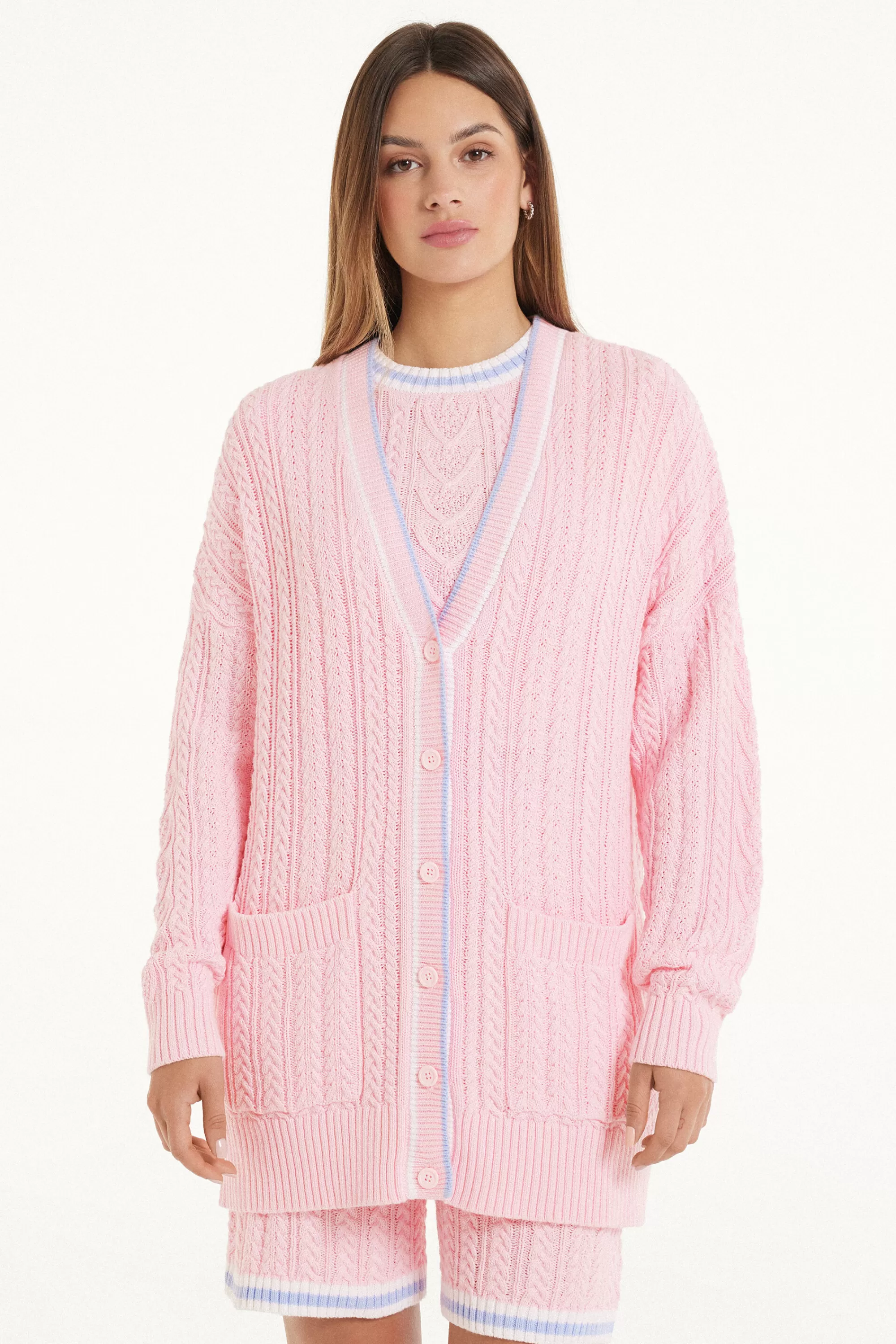 Fashion Cardigan Lungo Manica Lunga Treccia Con Tasche - Cardigan E Maglioni - Donna | Cardigan e Maglioni