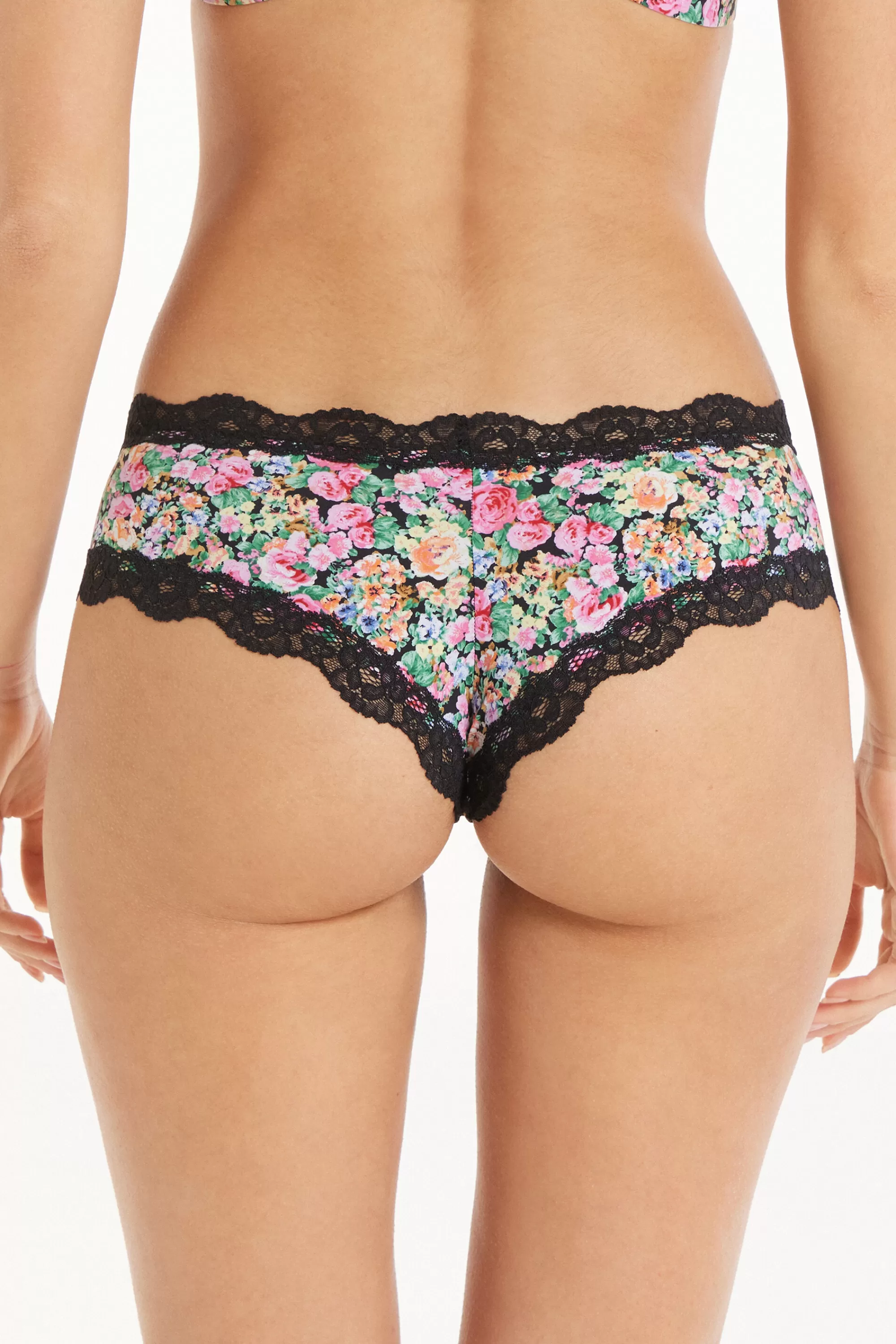 Outlet Culotte Brasiliana Microfibra Stampata E Pizzo - Culotte - Donna | Completi intimi | Slip