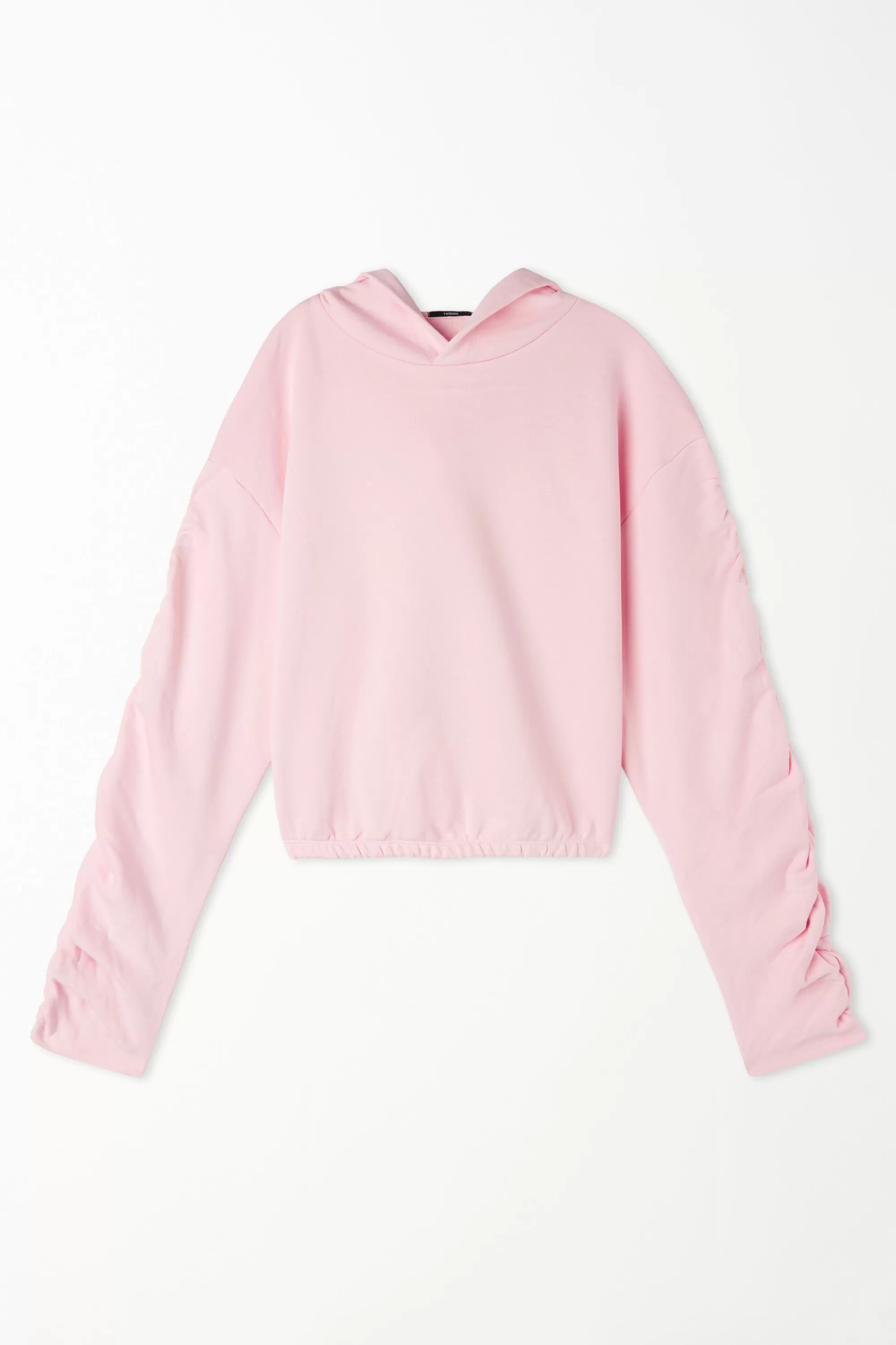 Cheap Felpa Corta Con Cappuccio E Arricci Sulle Maniche - Felpe - Donna | Felpe | Collezione Fitness
