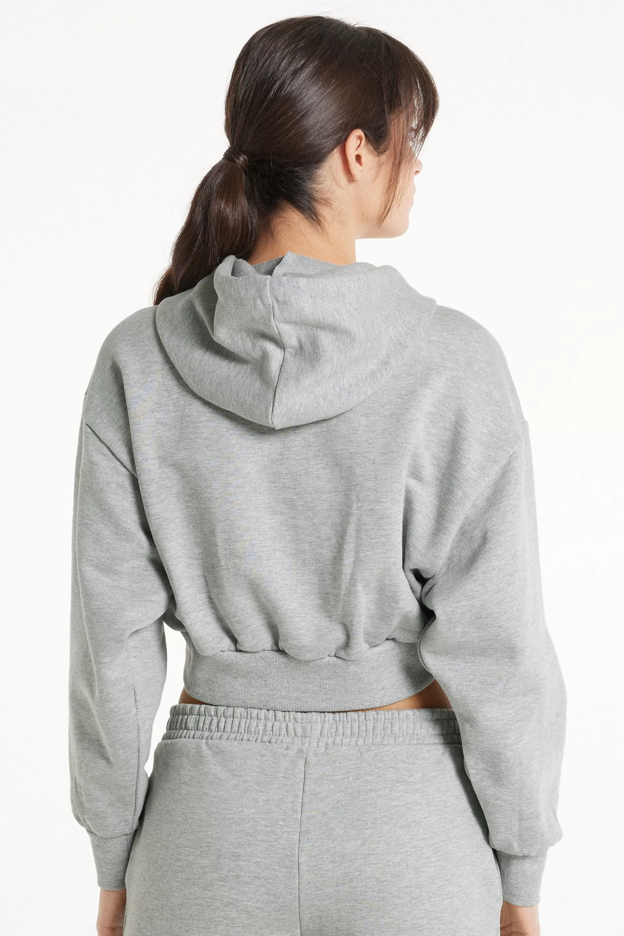 New Felpa Corta Pesante Manica Lunga Con Cappuccio E Spalla Scesa - Tute - Donna | Felpe | Tute