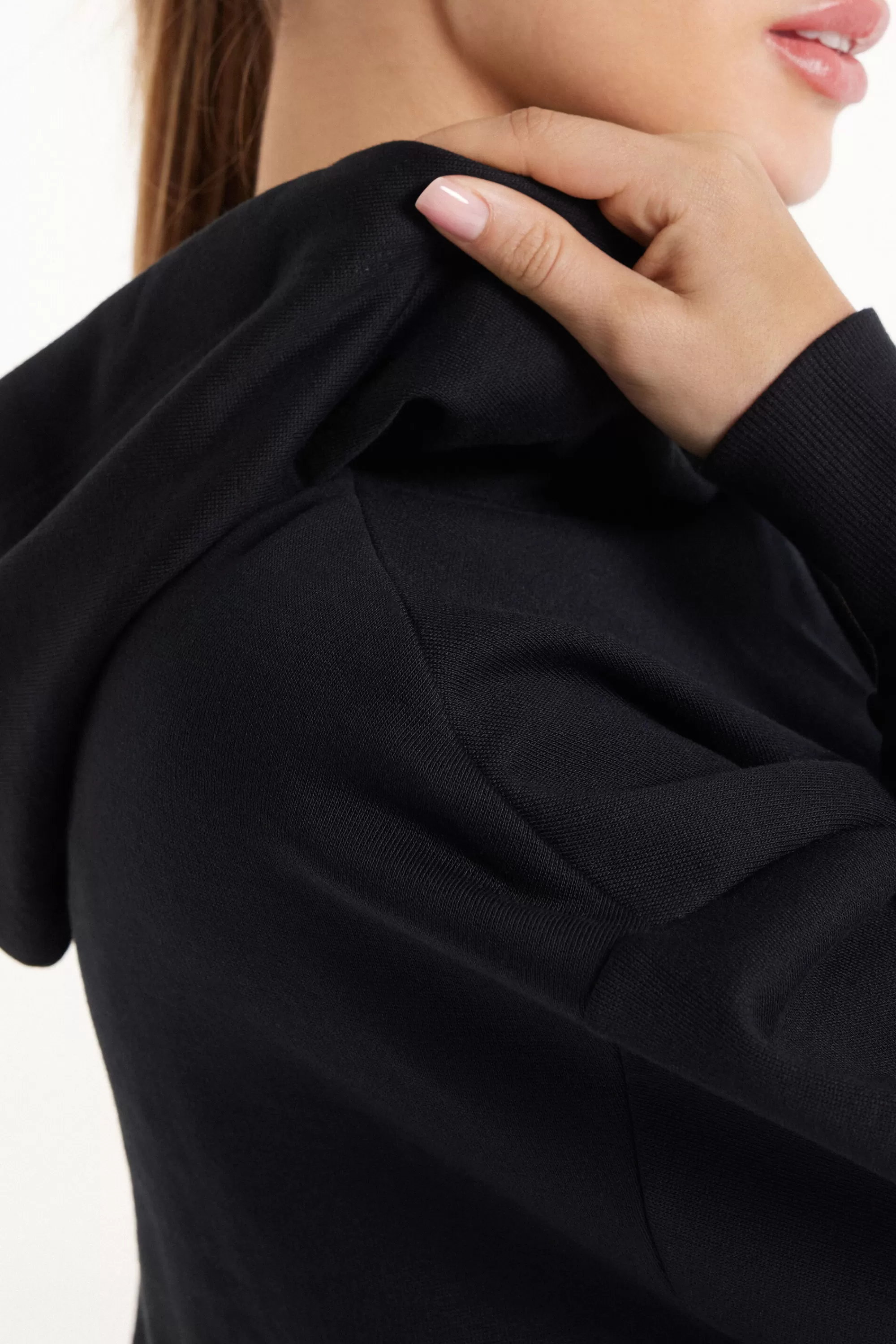 Online Felpa Corta Pesante Manica Lunga Con Cappuccio E Spalla Scesa - Tute - Donna | Felpe | Tute