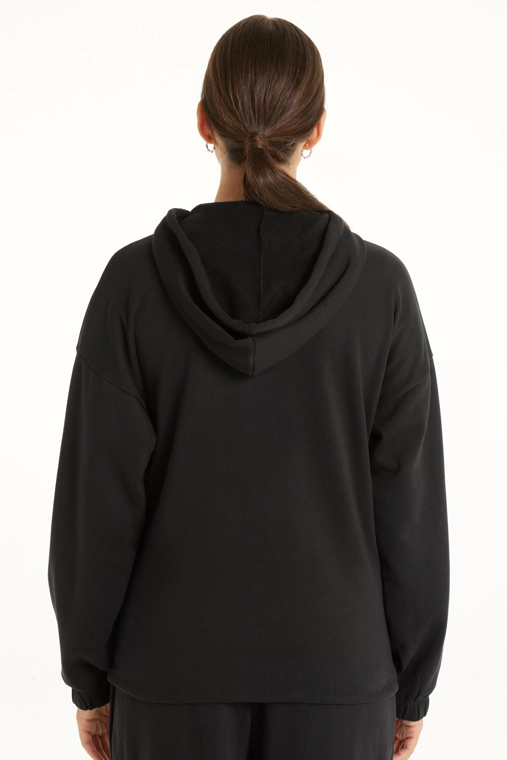Fashion Felpa Manica Lunga Aperta Con Zip E Cappuccio - Felpe - Donna | Felpe