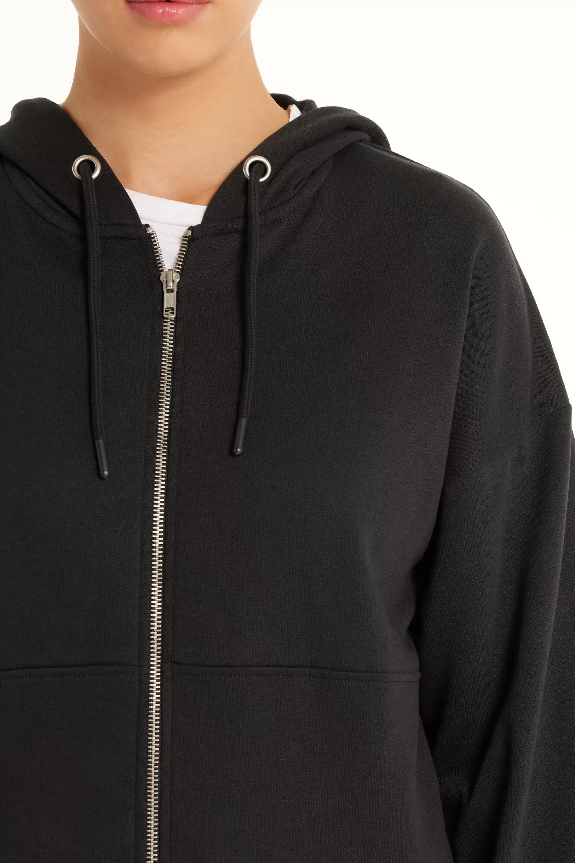 Fashion Felpa Manica Lunga Aperta Con Zip E Cappuccio - Felpe - Donna | Felpe