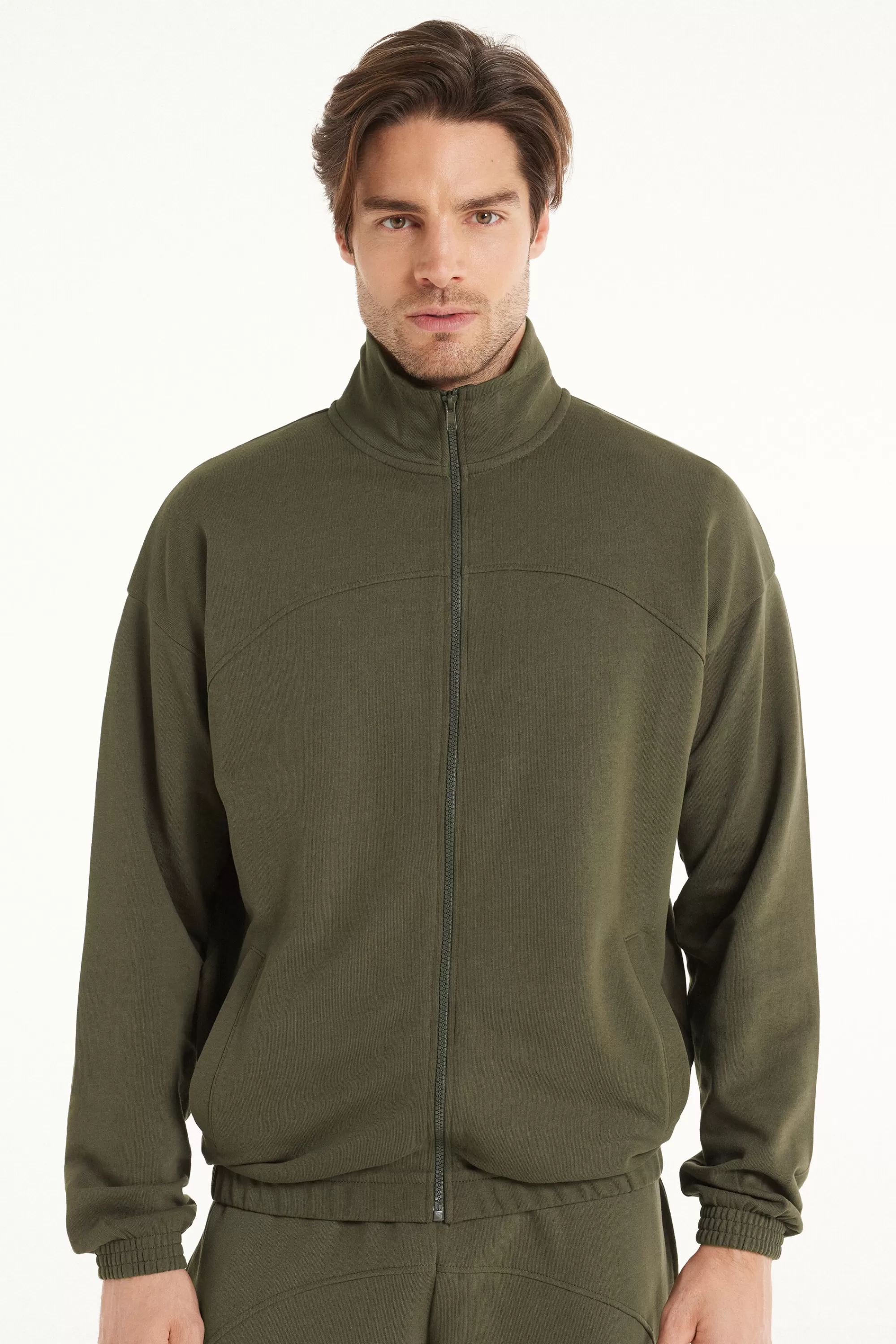 Cheap Felpa Manica Lunga Con Zip E Tasche Basic - Felpe - Uomo | Tute | Felpe