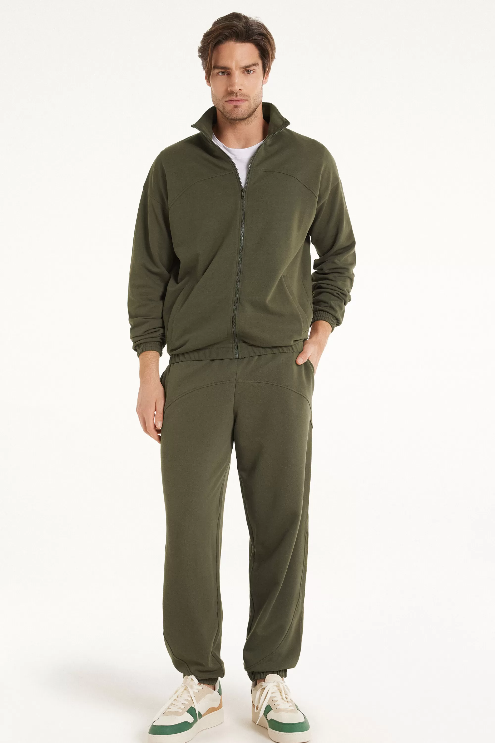 Cheap Felpa Manica Lunga Con Zip E Tasche Basic - Felpe - Uomo | Tute | Felpe