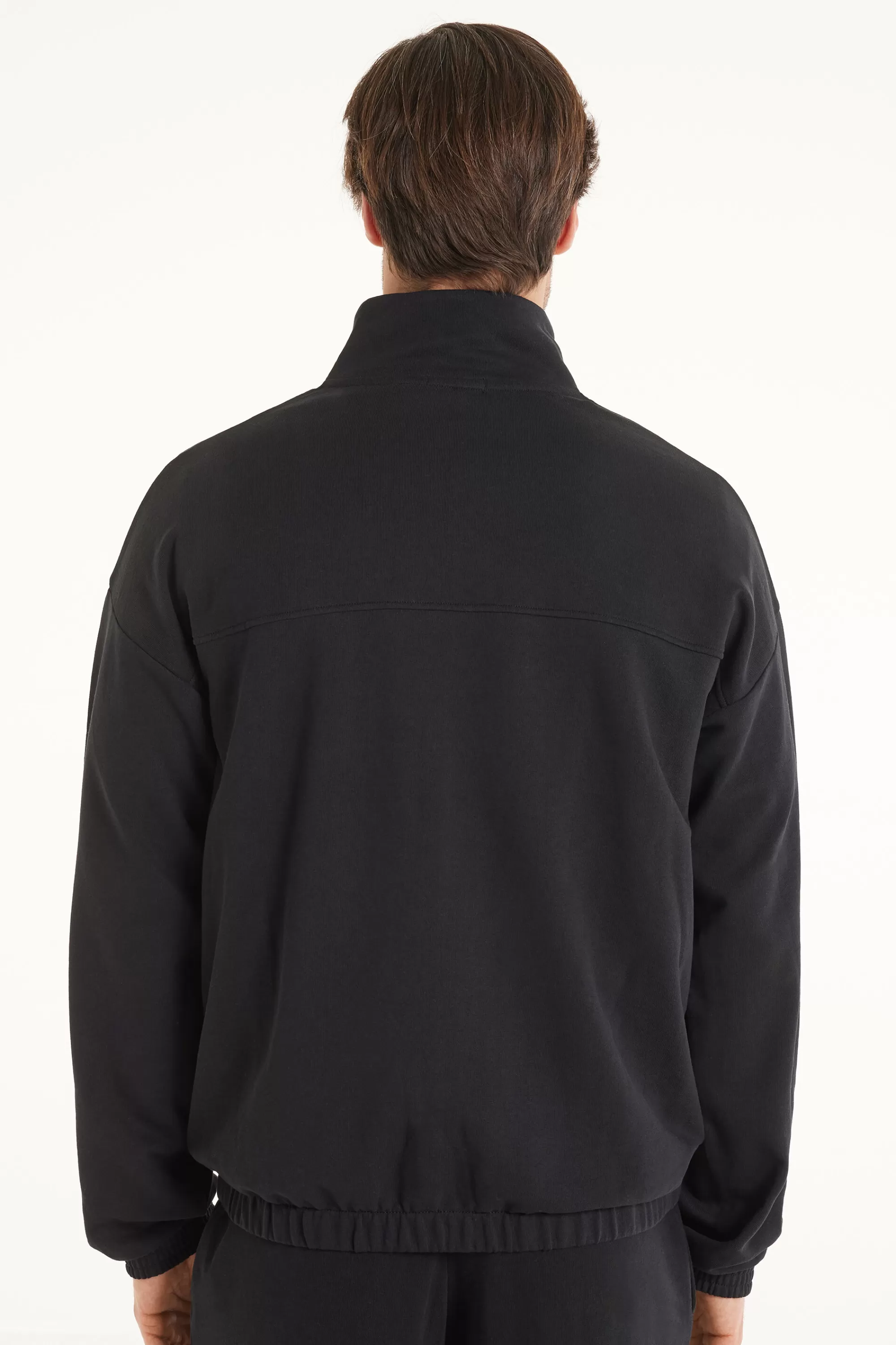 Fashion Felpa Manica Lunga Con Zip E Tasche Basic - Felpe - Uomo | Tute | Felpe