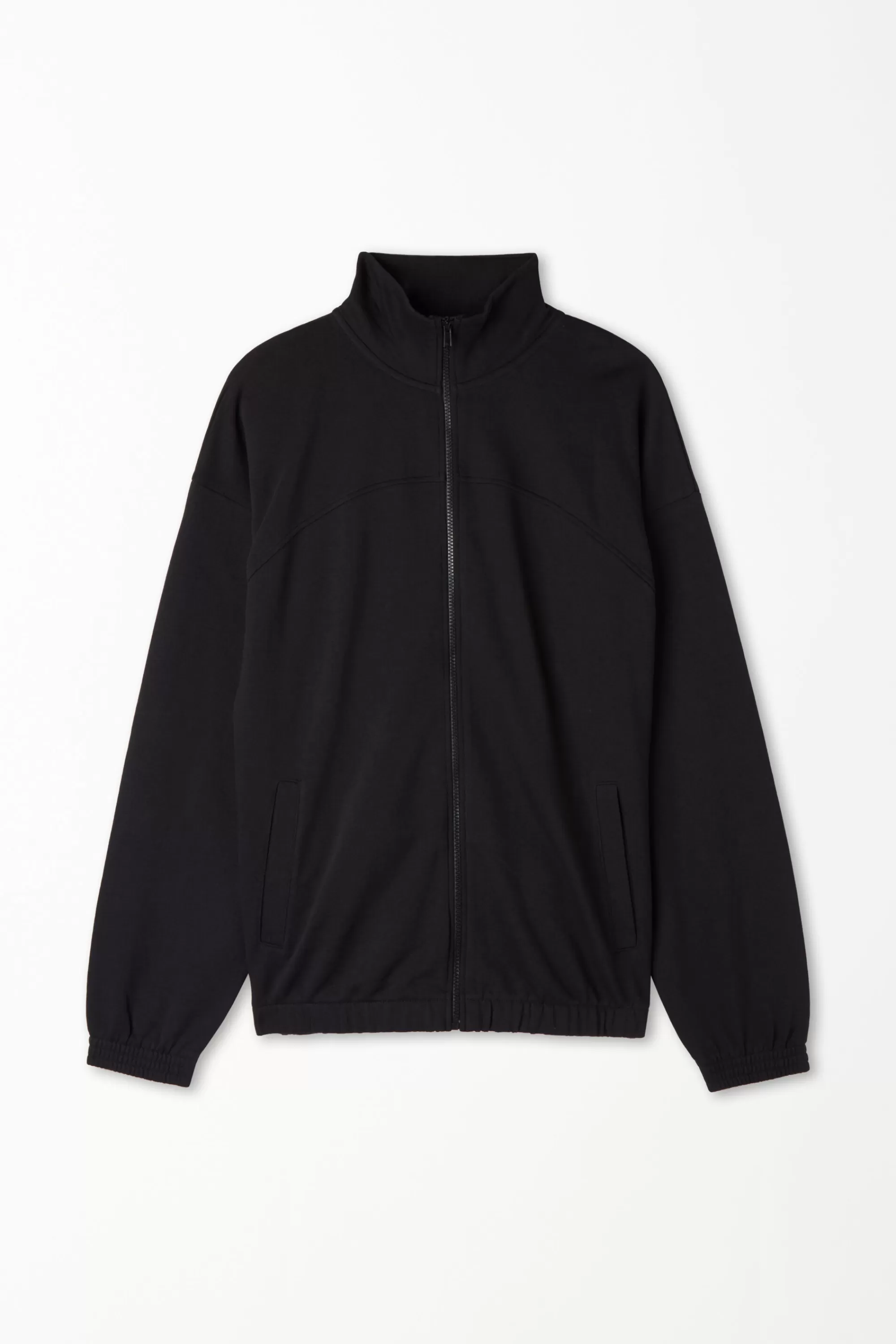 Fashion Felpa Manica Lunga Con Zip E Tasche Basic - Felpe - Uomo | Tute | Felpe
