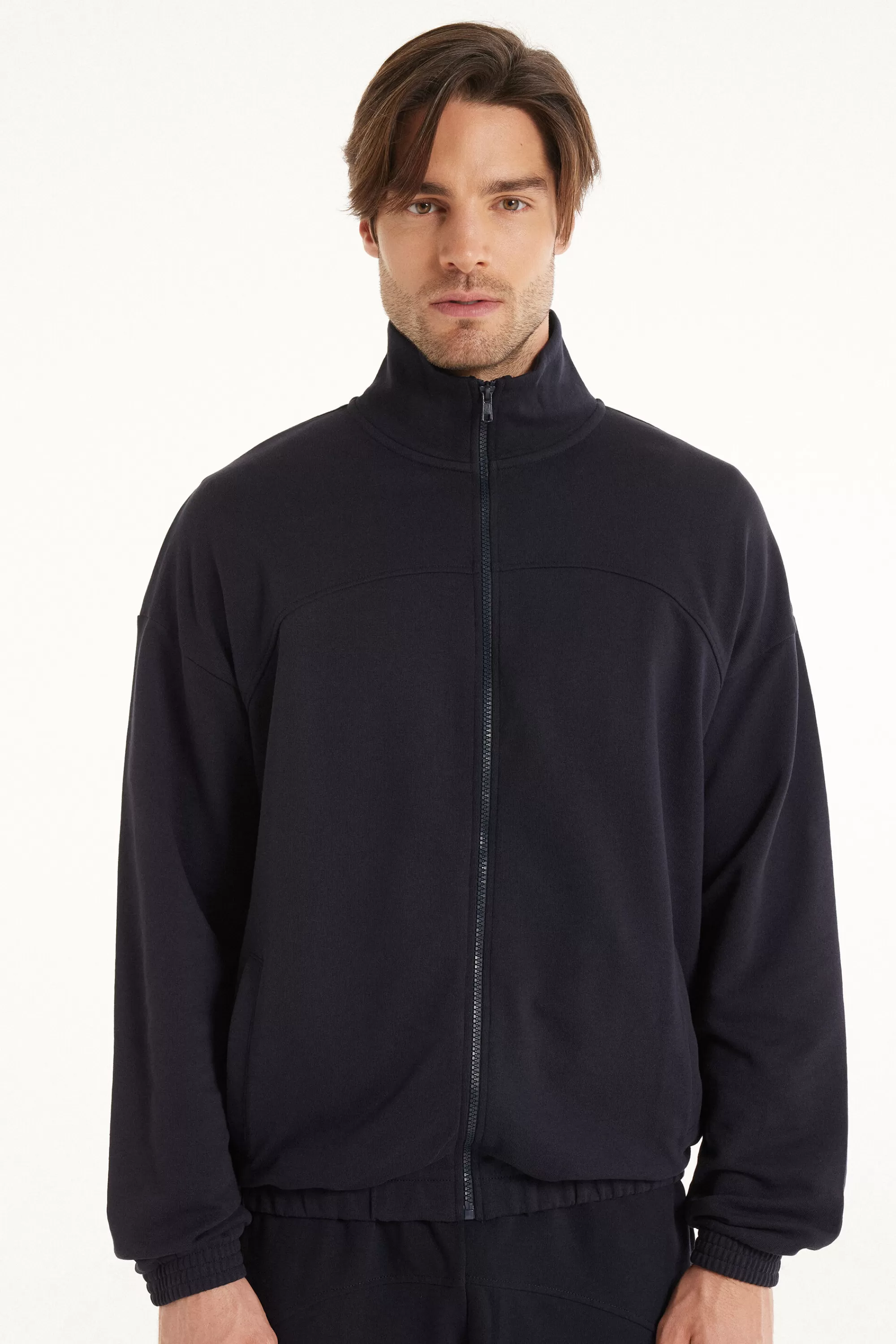 Cheap Felpa Manica Lunga Con Zip E Tasche Basic - Felpe - Uomo | Tute | Felpe