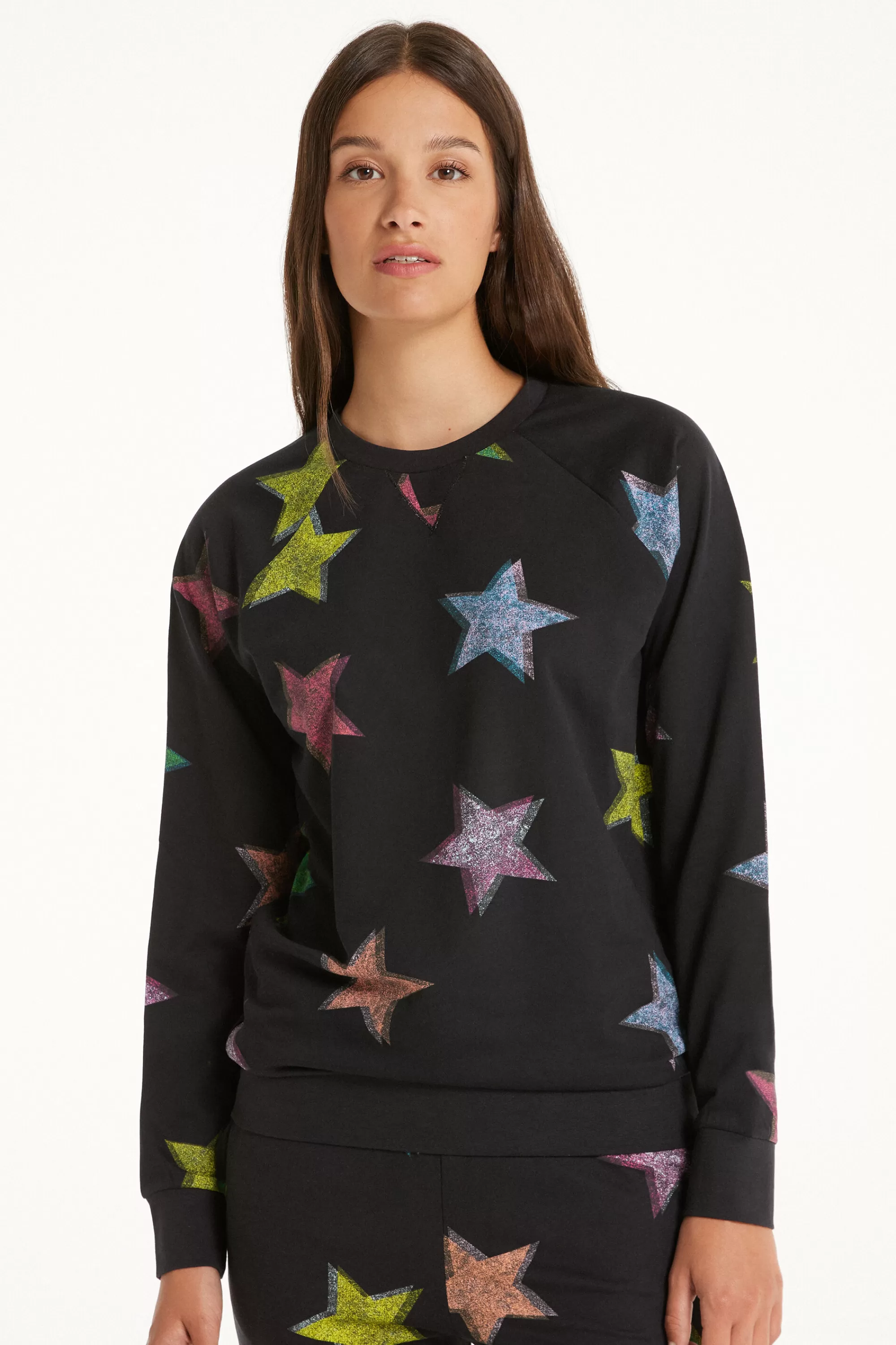Best Felpa Manica Lunga In Cotone Stampato - Felpe - Donna | Felpe | Felpe