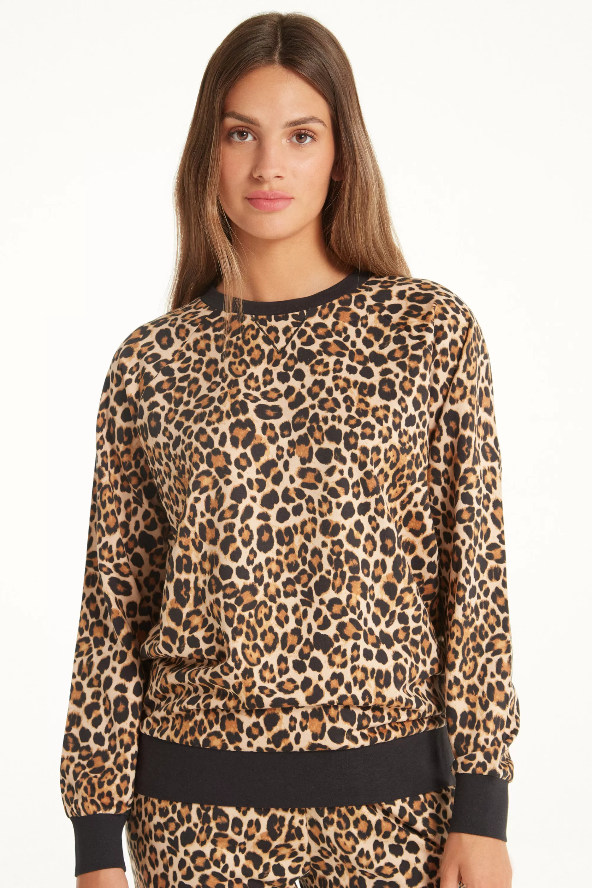 Outlet Felpa Manica Lunga In Cotone Stampato - Felpe - Donna | Felpe | Felpe