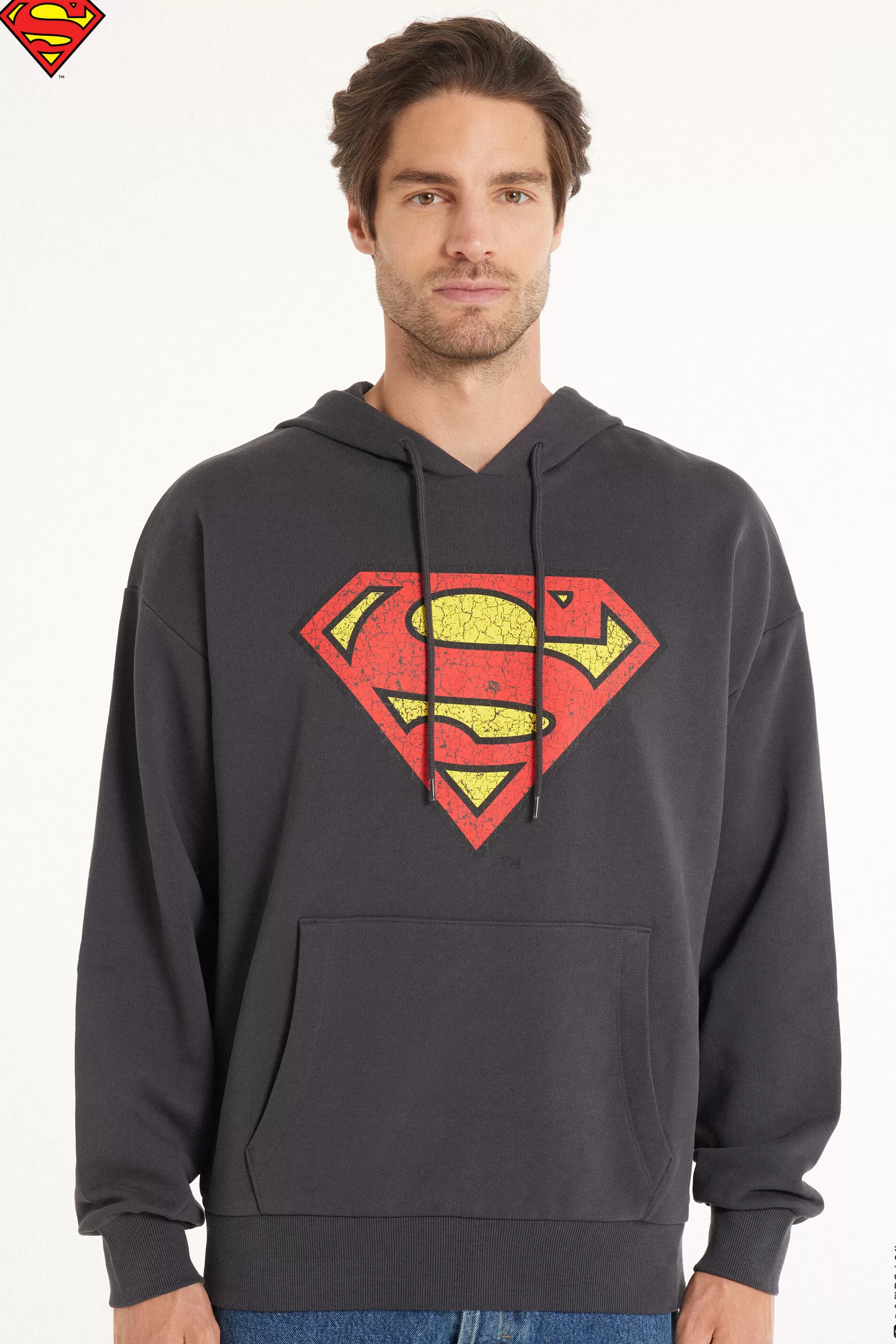 Fashion Felpa Maniche Lunghe Con Cappuccio Stampa Superman - Felpe - Uomo | Felpe