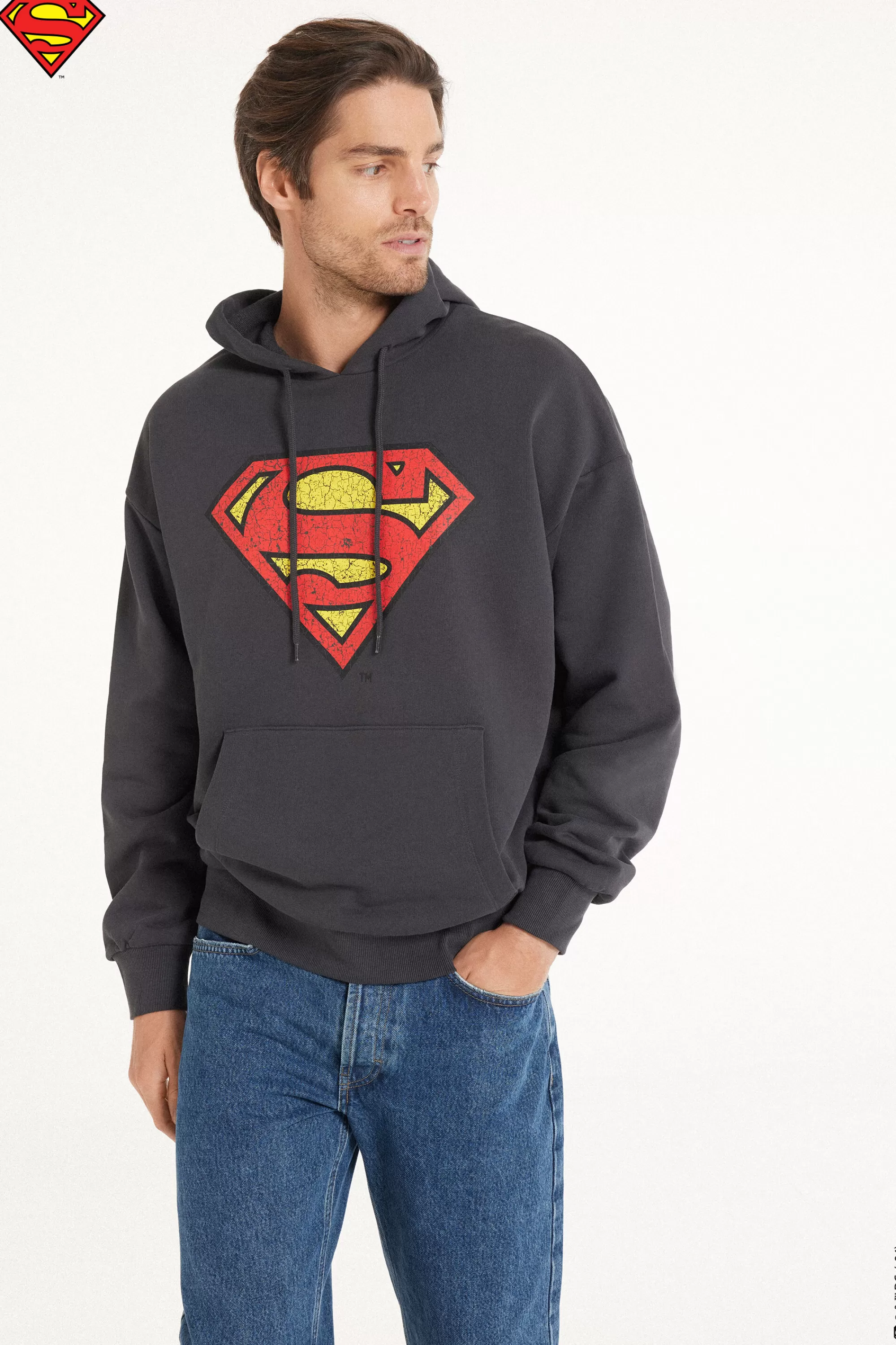 Fashion Felpa Maniche Lunghe Con Cappuccio Stampa Superman - Felpe - Uomo | Felpe