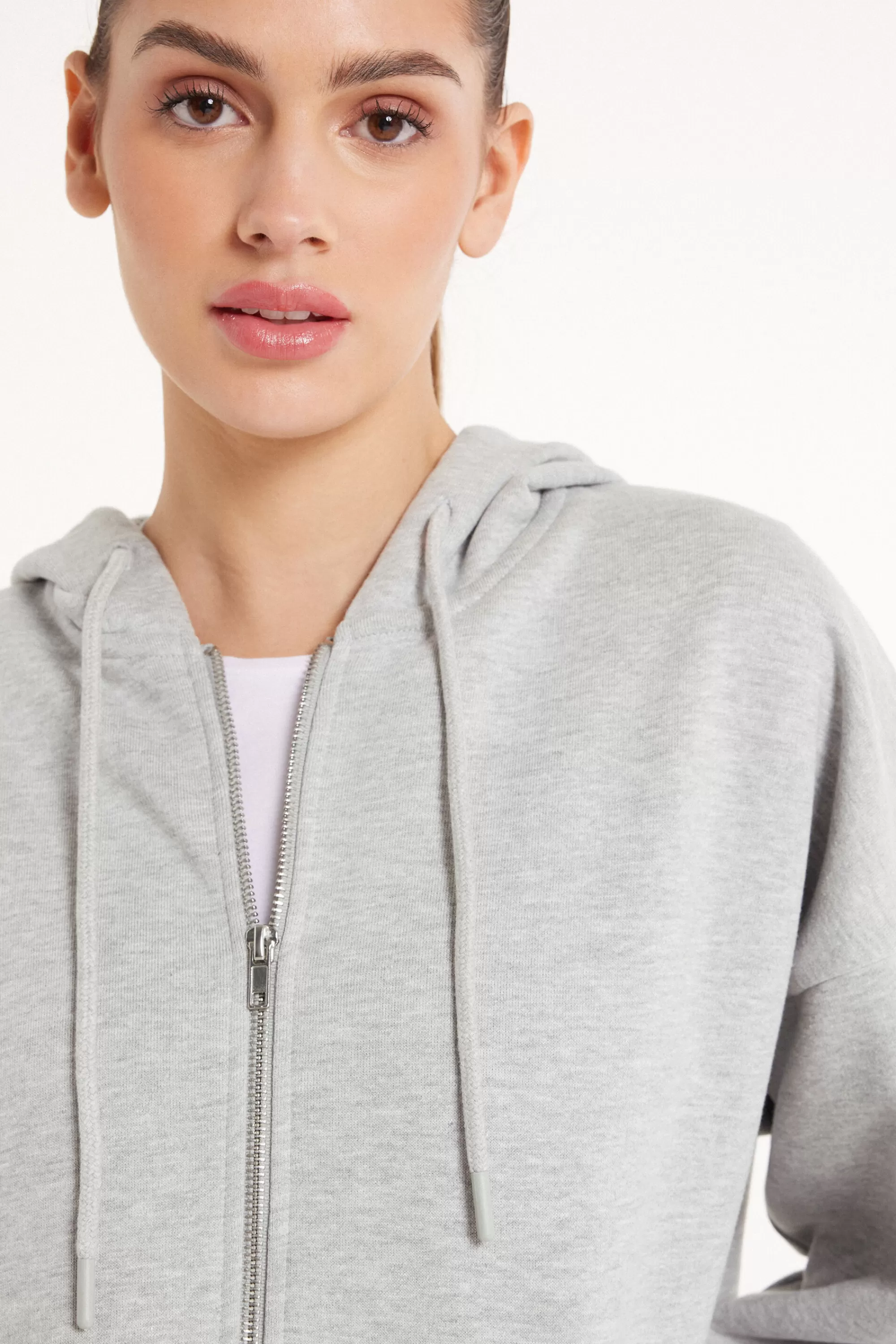Cheap Felpa Pesante Manica Lunga Con Zip E Cappuccio - Tute - Donna | Felpe | Tute