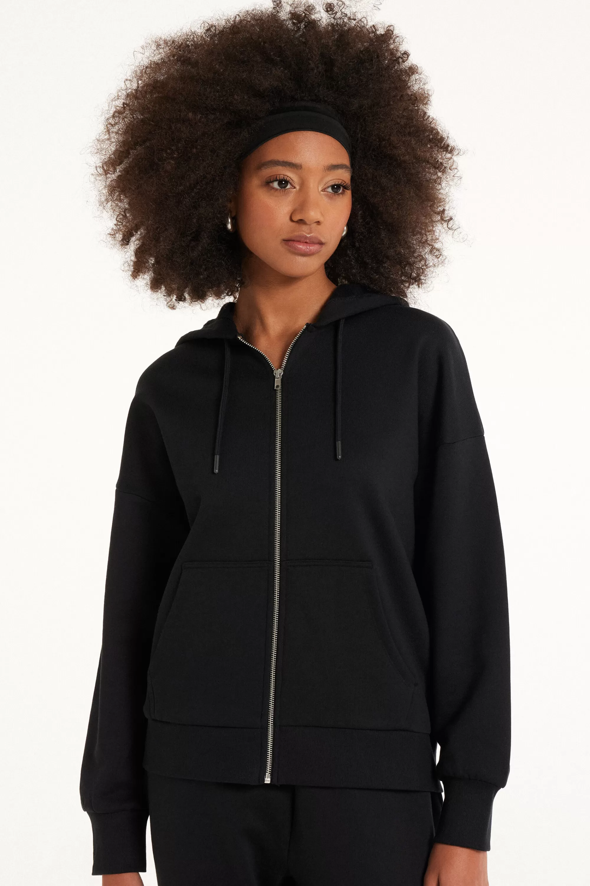 Hot Felpa Pesante Manica Lunga Con Zip E Cappuccio - Tute - Donna | Felpe | Tute