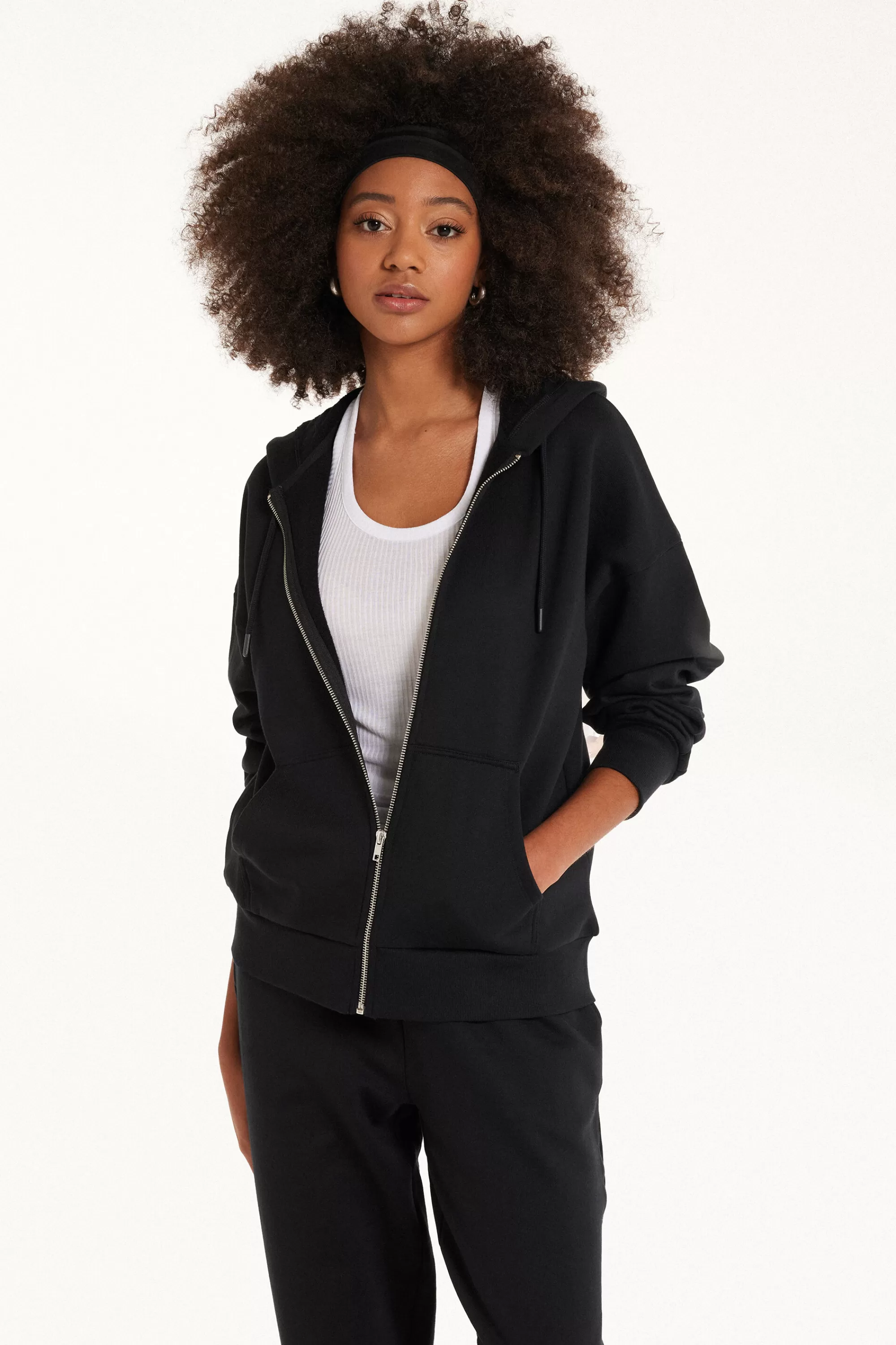 Hot Felpa Pesante Manica Lunga Con Zip E Cappuccio - Tute - Donna | Felpe | Tute
