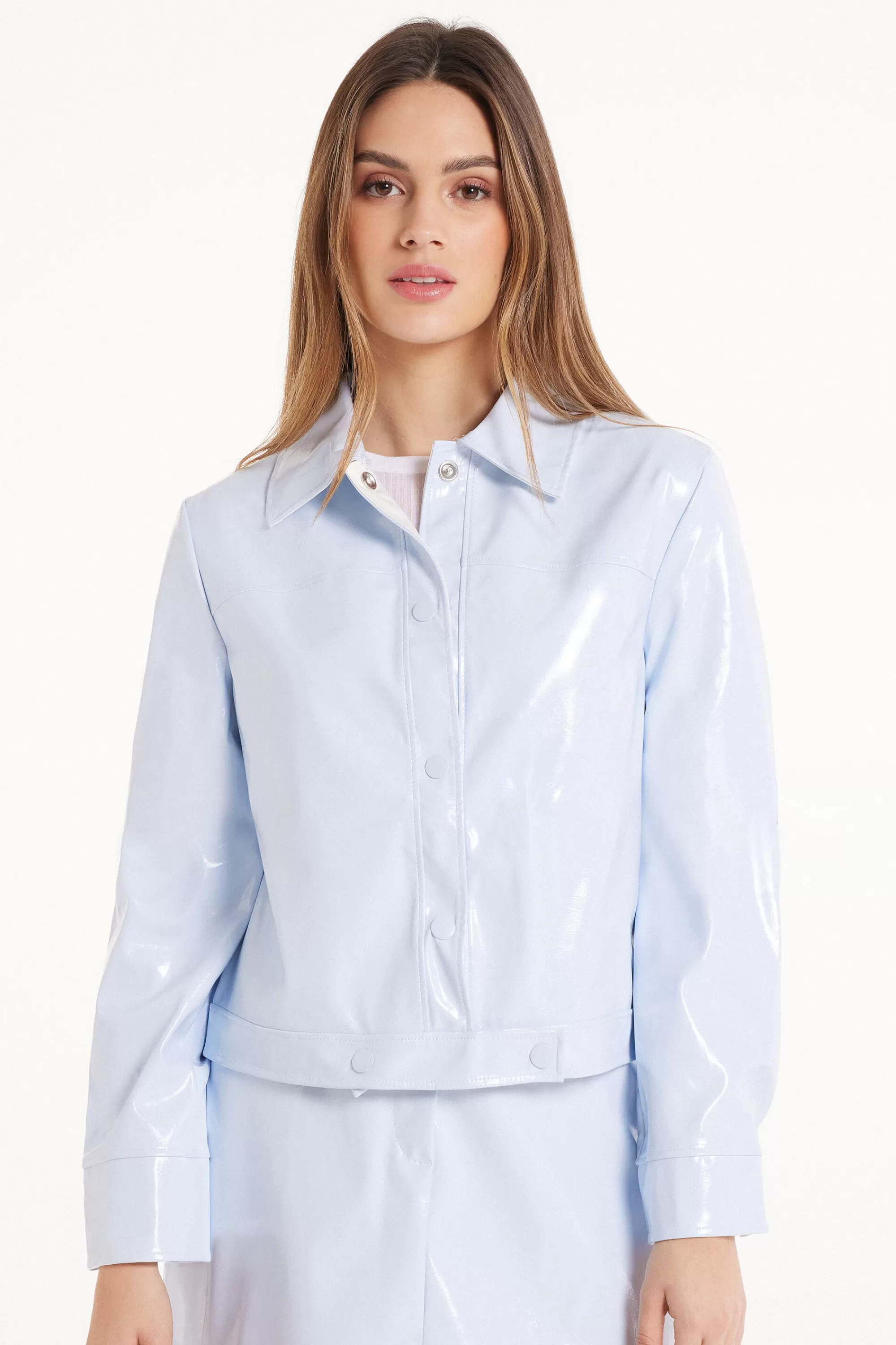 Cheap Giacca Corta A Manica Lunga Effetto Vinile - Giacche E Blazer - Donna | Giacche e Blazer | Felpe