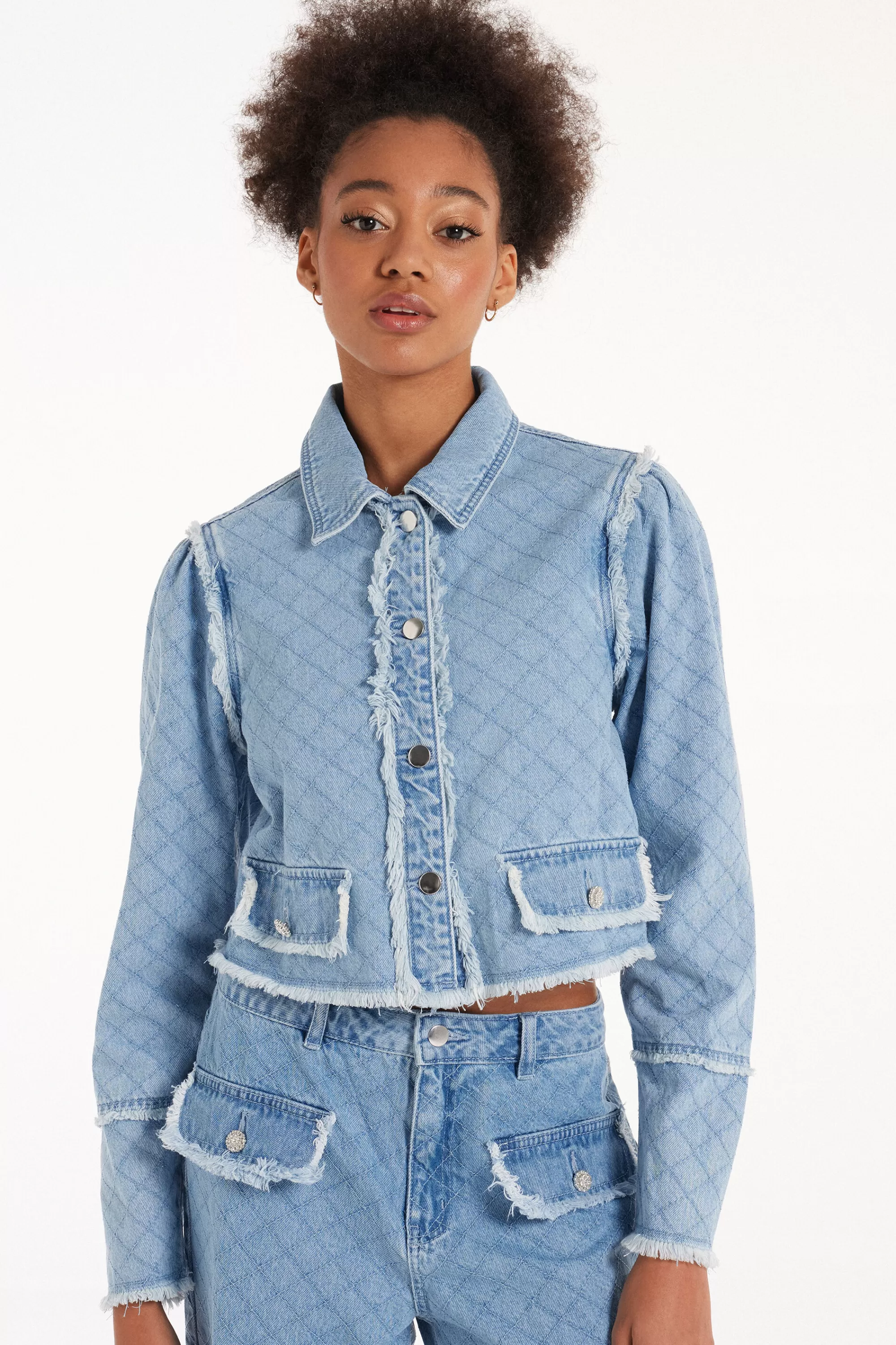 Hot Giacca Corta In Denim Effetto Matelassé - Giacche E Blazer - Donna | Giacche e Blazer | Felpe