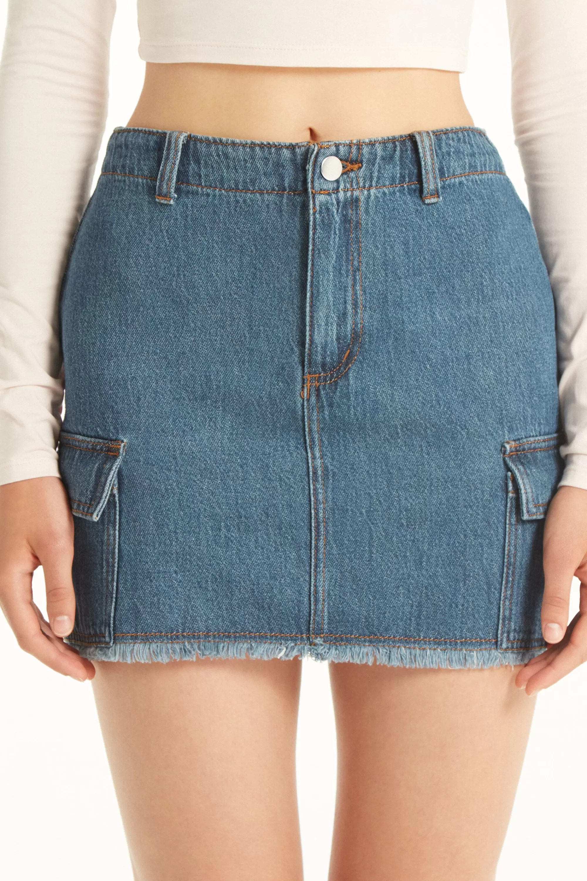Flash Sale Gonna Corta Denim Cargo - Gonne - Donna | Gonne