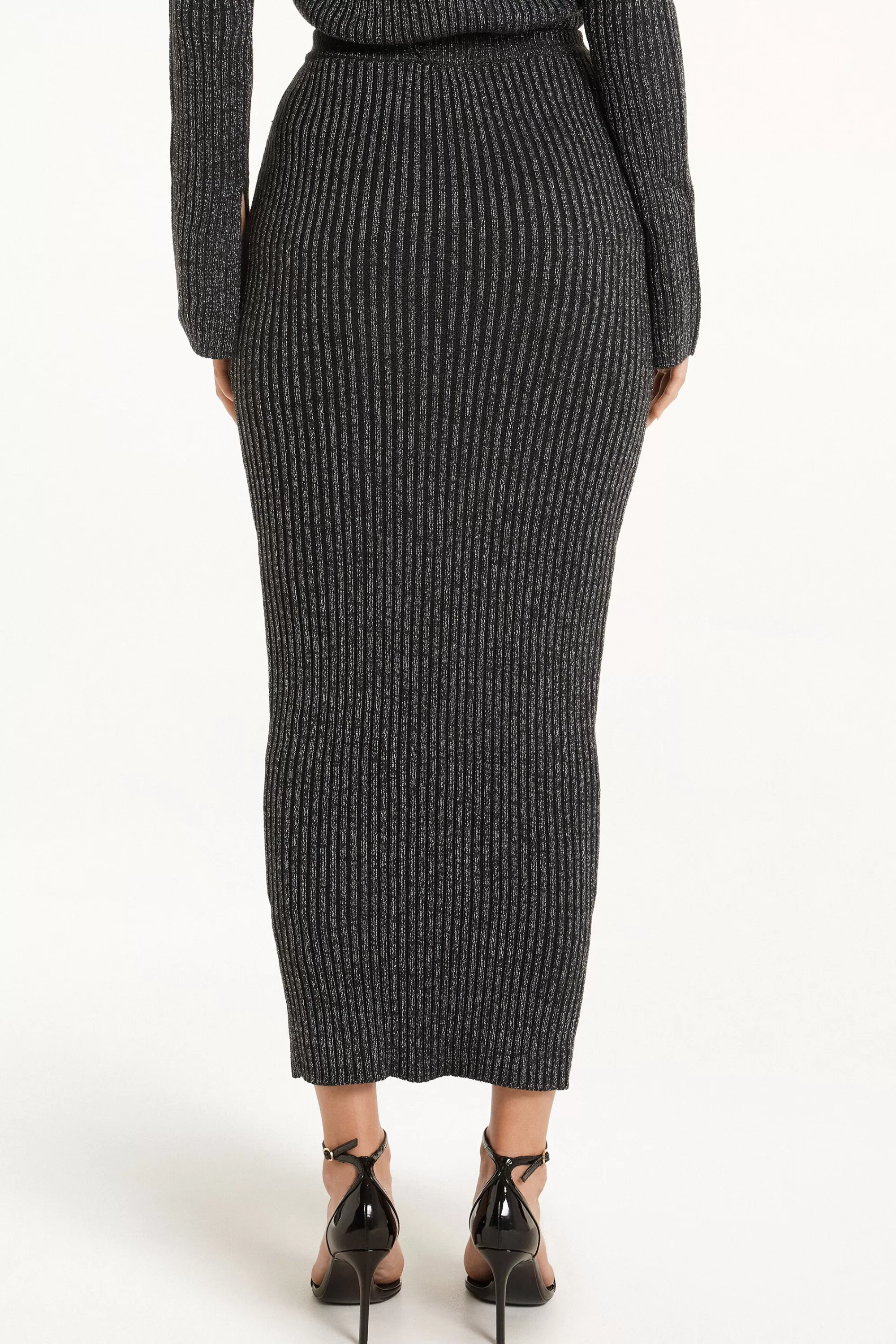 Online Gonna Lunga A Costine Tessuto Calato Laminato - Gonne - Donna | Gonne
