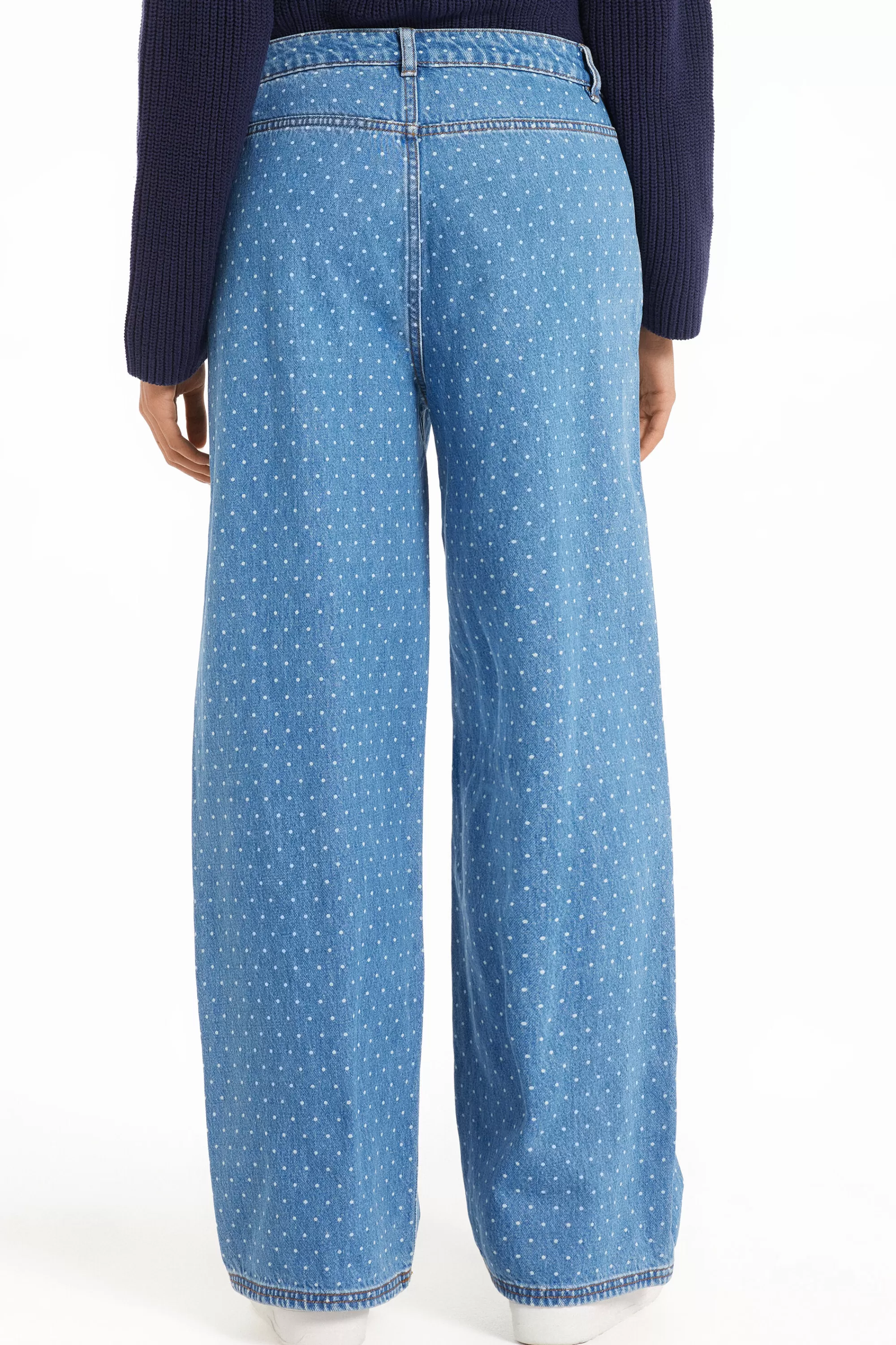 Store Jeans Lunghi A Palazzo Con Stampa Pois - Pantaloni - Donna | Jeans | Pantaloni