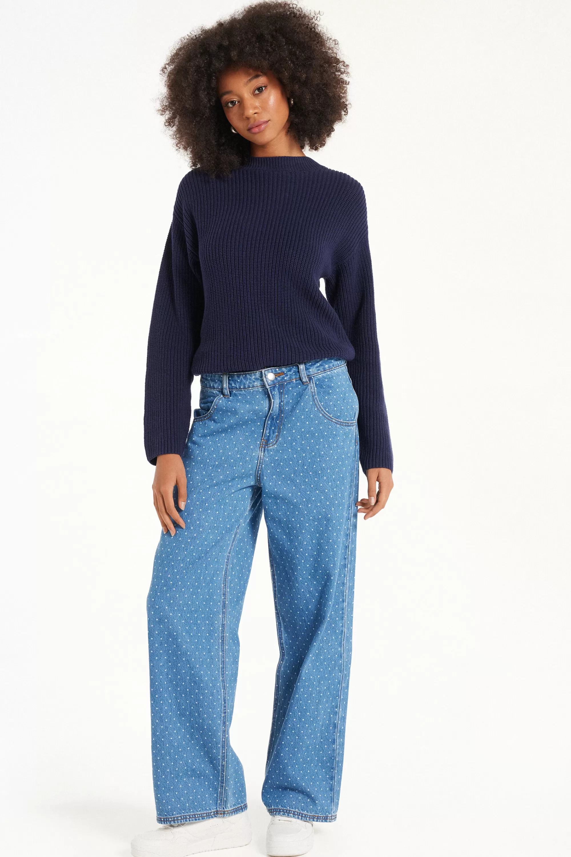 Store Jeans Lunghi A Palazzo Con Stampa Pois - Pantaloni - Donna | Jeans | Pantaloni